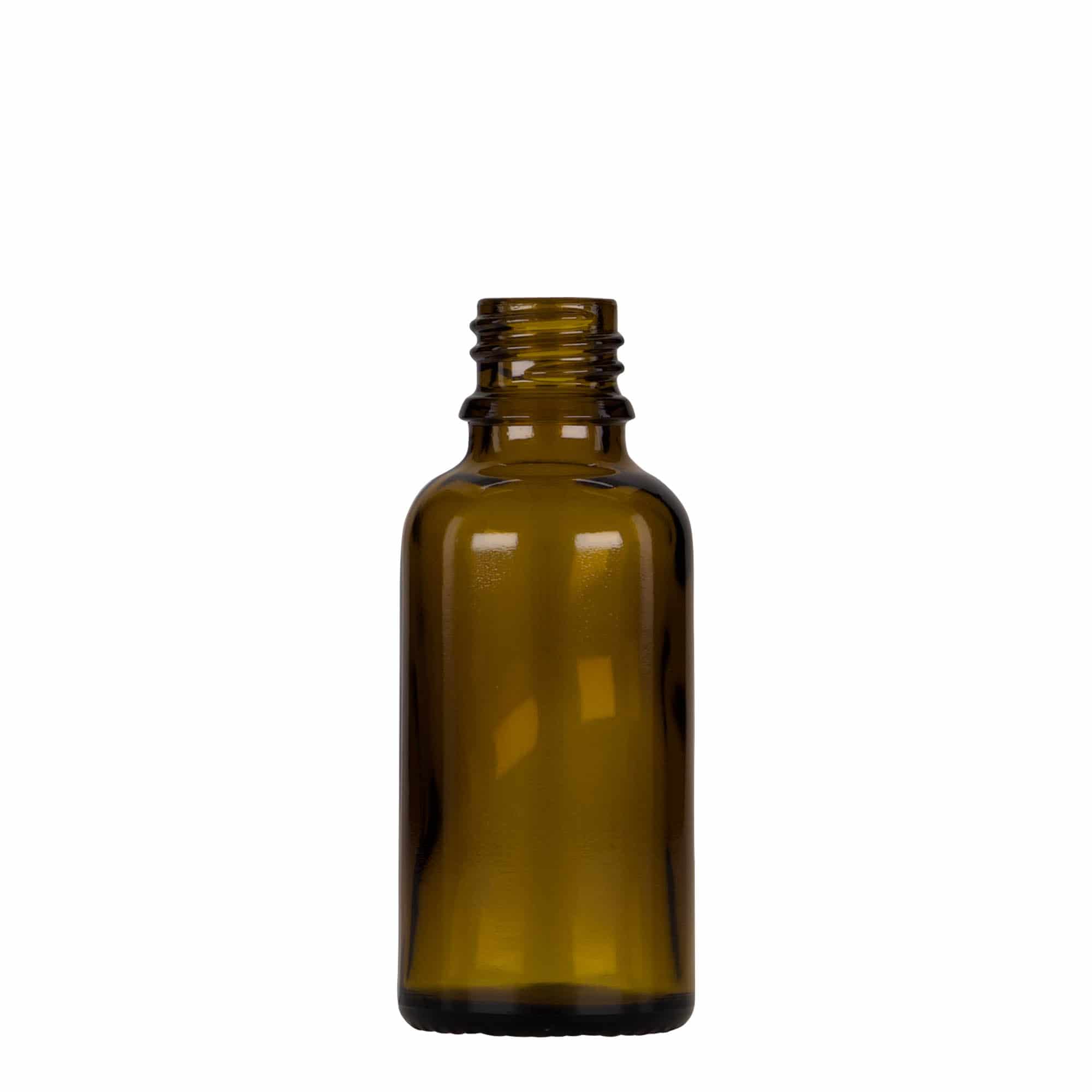 30 ml φιαλίδιο με σταγονόμετρο, ιατρικό, γυάλινο, καφέ-μαύρο, στόμιο: DIN 18
