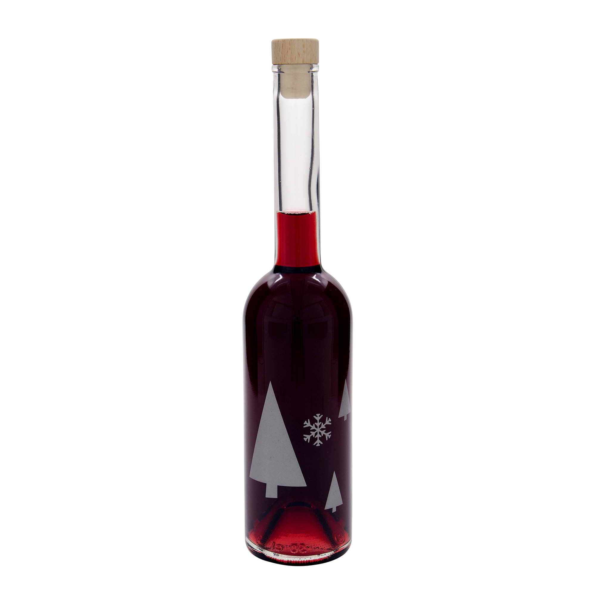 500 ml γυάλινο μπουκάλι 'Opera', σχέδιο: νιφάδες χιονιού, στόμιο: φελλός