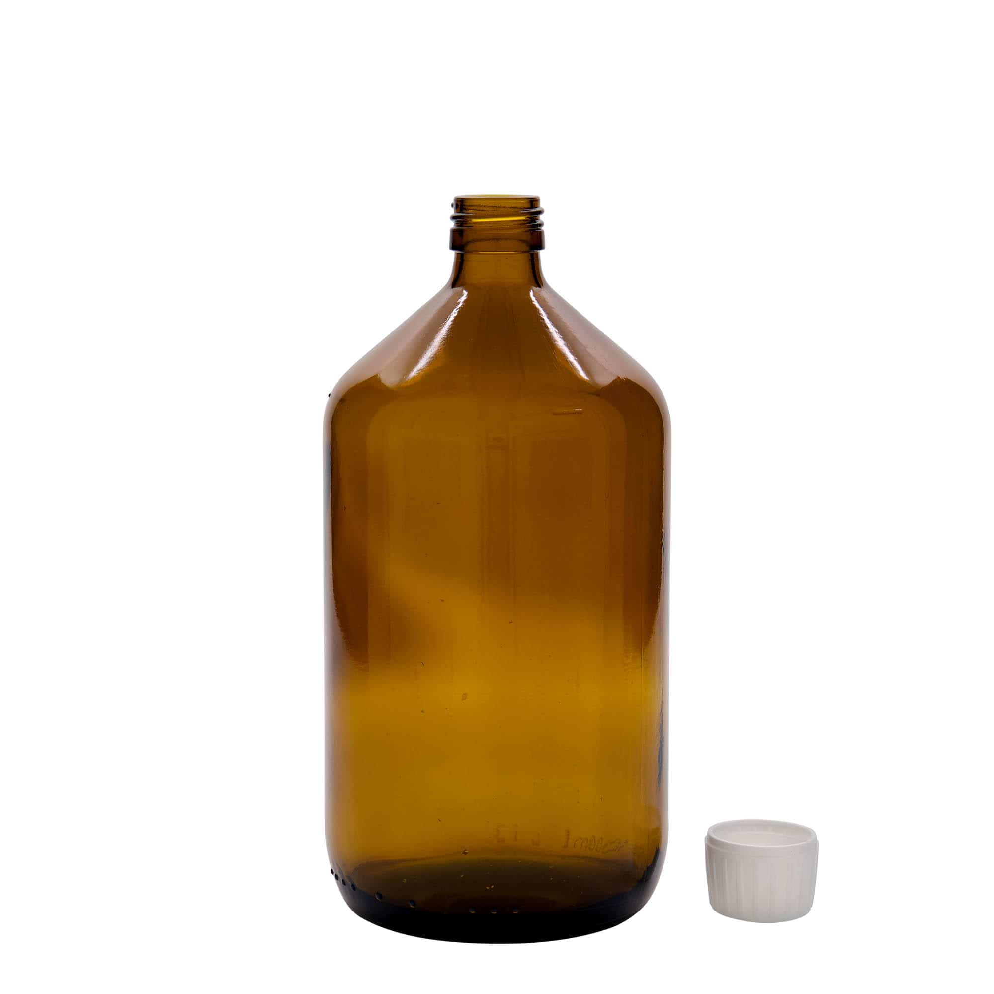 Μπουκάλι φαρμάκου 1.000 ml, καφέ, γυάλινο, στόμιο: PP 28