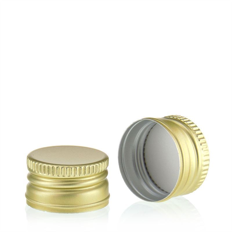 Βιδωτό καπάκι, μέταλλο, χρυσό, για στόμιο: PP 28 Βιδωτό καπάκι, μέταλλο, χρυσό, για στόμιο: PP 28