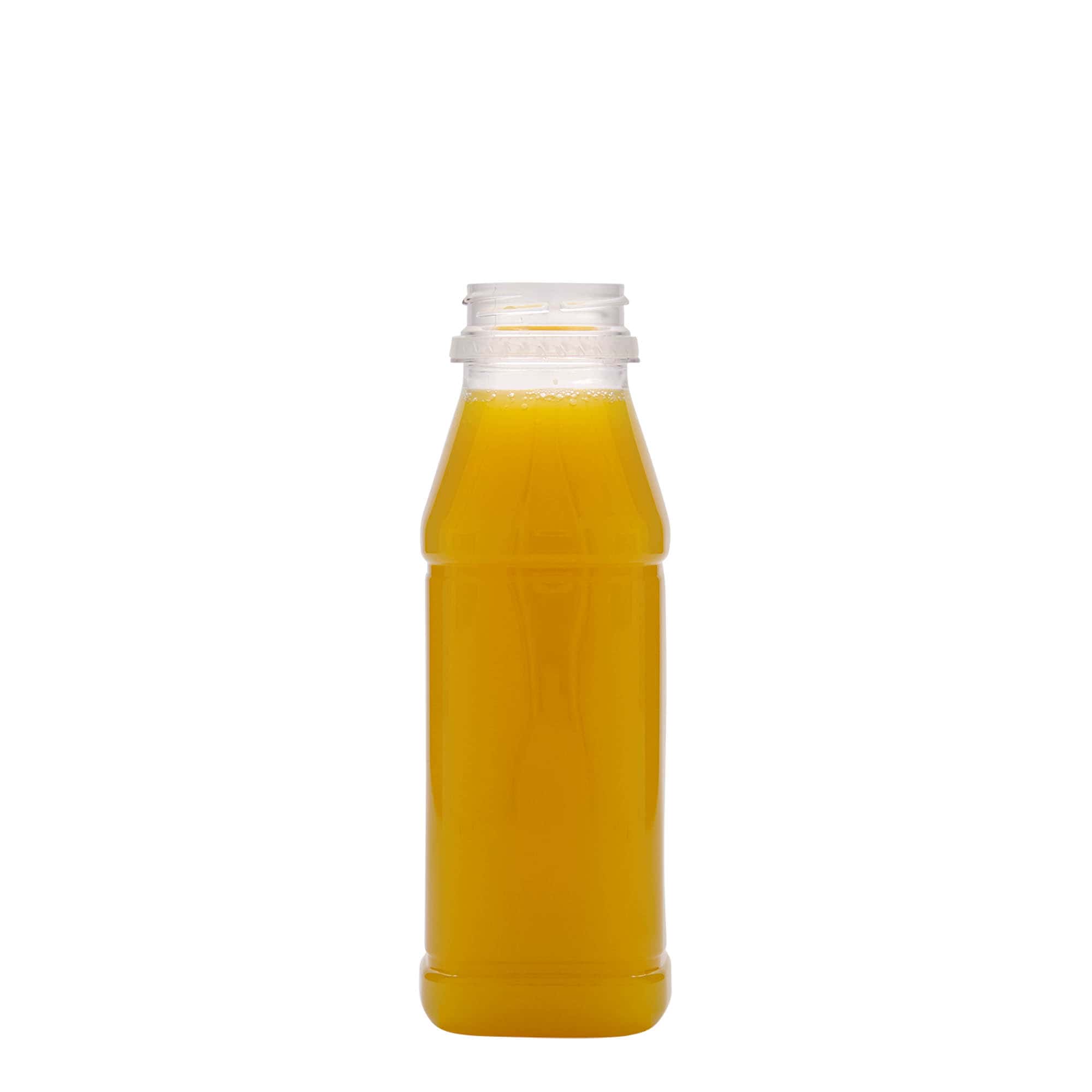 330 ml μπουκάλι PET 'Milk and Juice Carré', τετράγωνο, πλαστικό, στόμιο: 38 mm