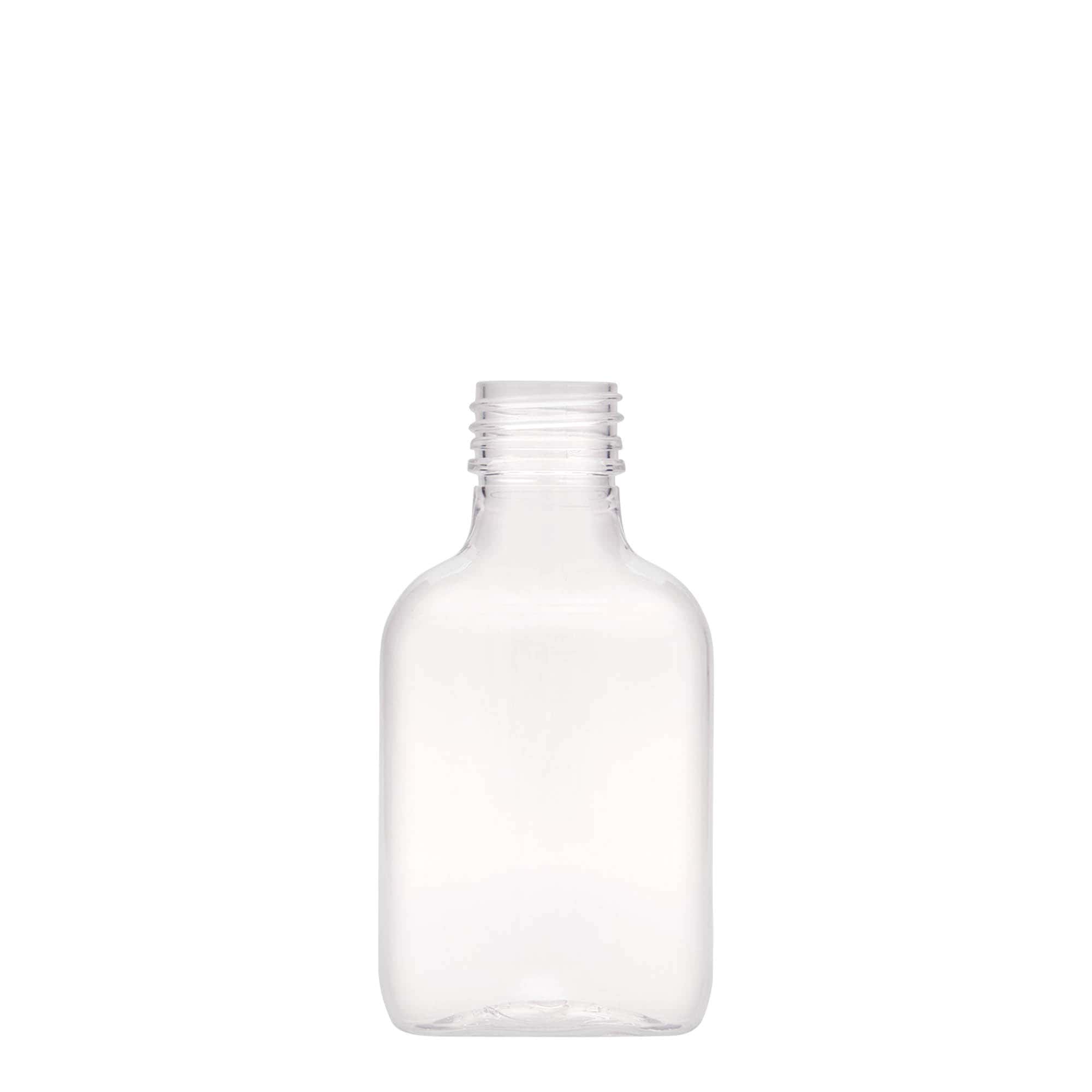 100 ml τσαντάκι φιάλη, οβάλ, πλαστικό PET, στόμιο: PP 28