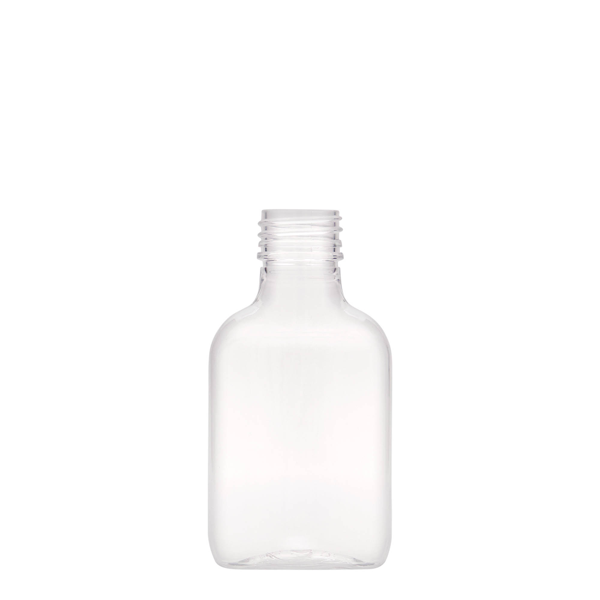 100 ml τσαντάκι φιάλη, οβάλ, πλαστικό PET, στόμιο: PP 28 100 ml τσαντάκι φιάλη, οβάλ, πλαστικό PET, στόμιο: PP 28