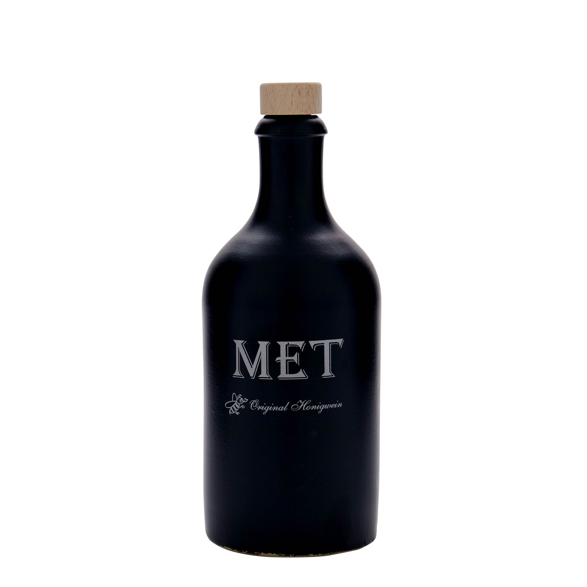 500 ml κανάτα από πηλό, θέμα: μέλι, κεραμική, μαύρο, στόμιο: φελλός