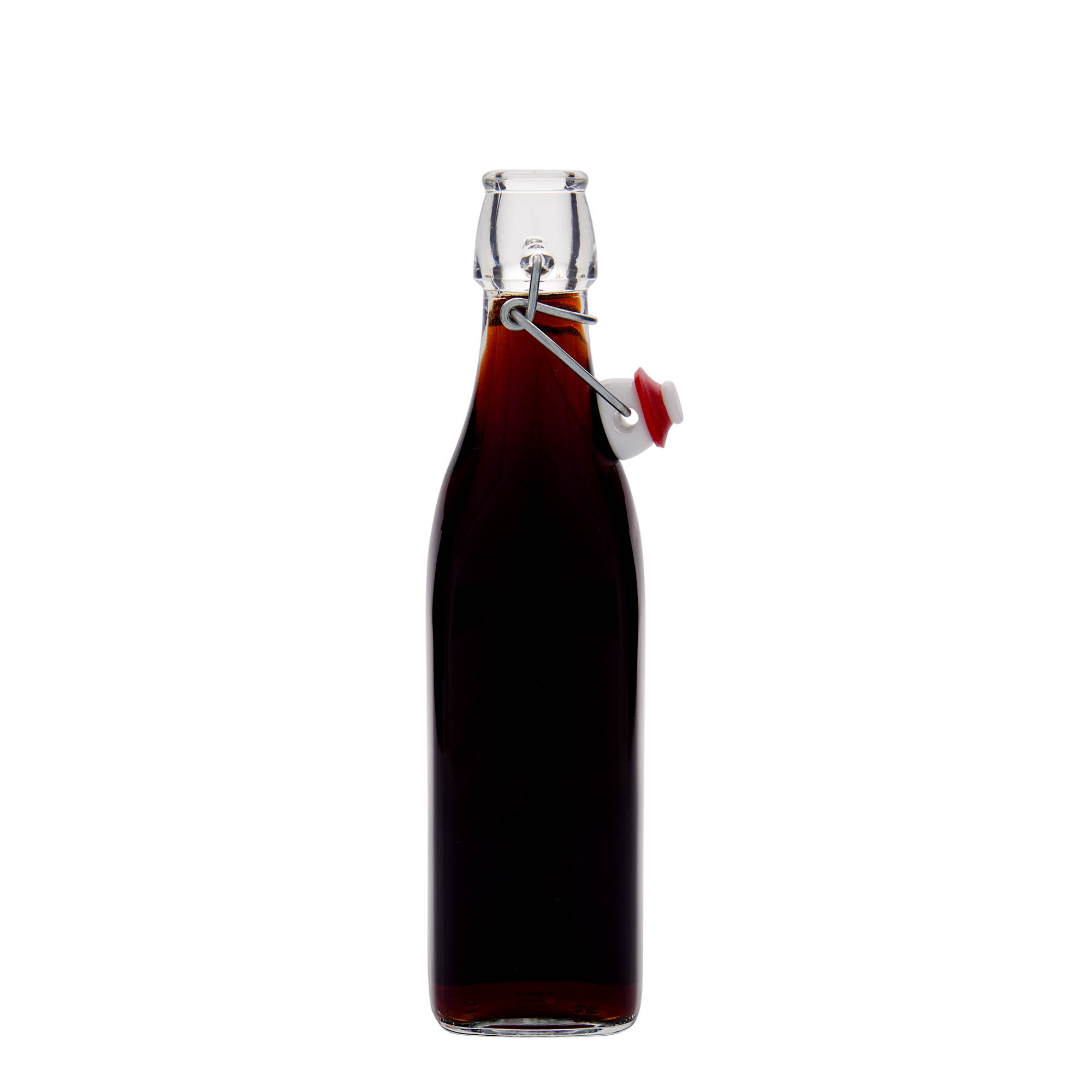 500 ml γυάλινο μπουκάλι 'Swing, τετράγωνο, στόμιο: κλείσιμο με μανταλάκι