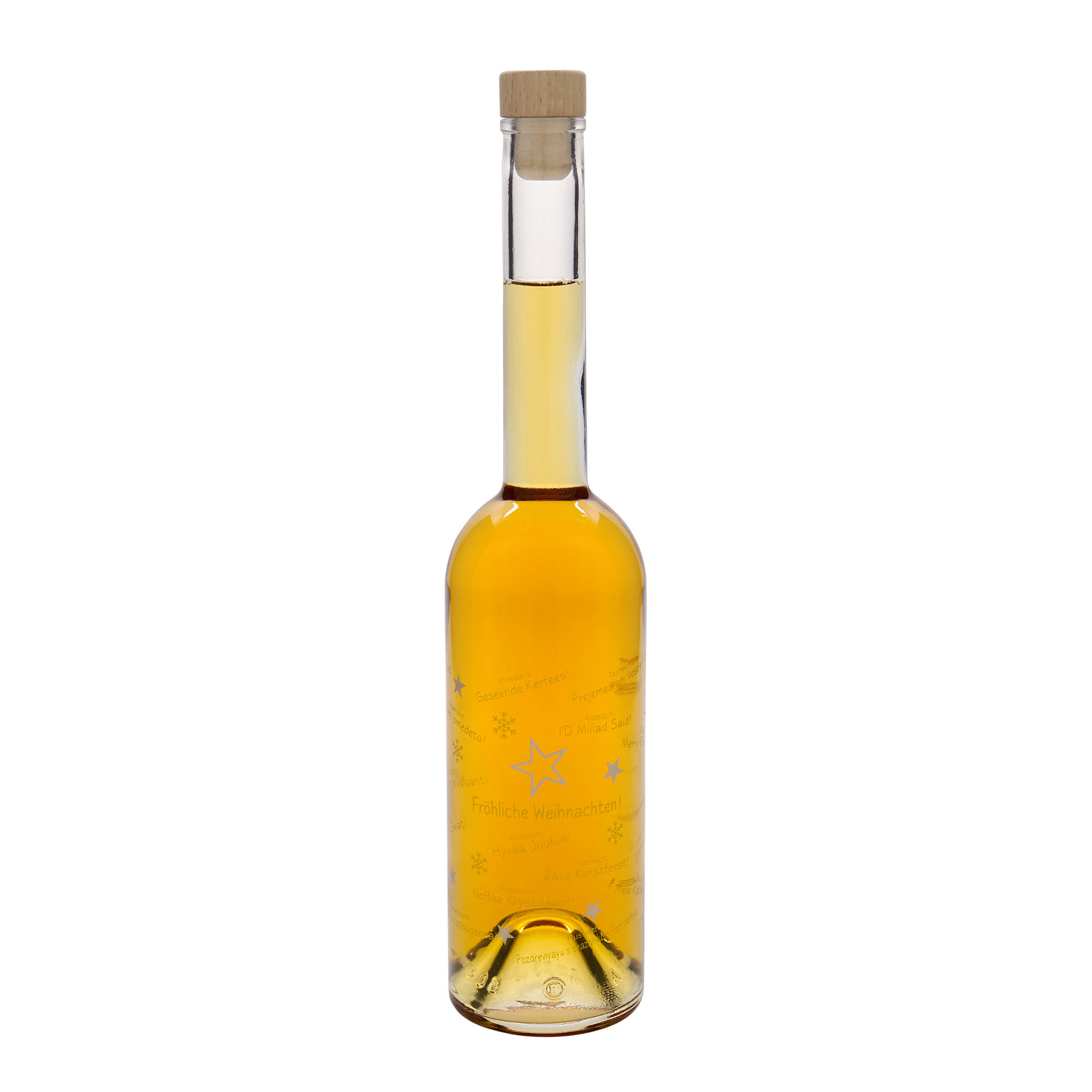 500 ml γυάλινο μπουκάλι 'Όπερα', σχέδιο: Χριστούγεννα στον κόσμο, στόμιο: φελλός