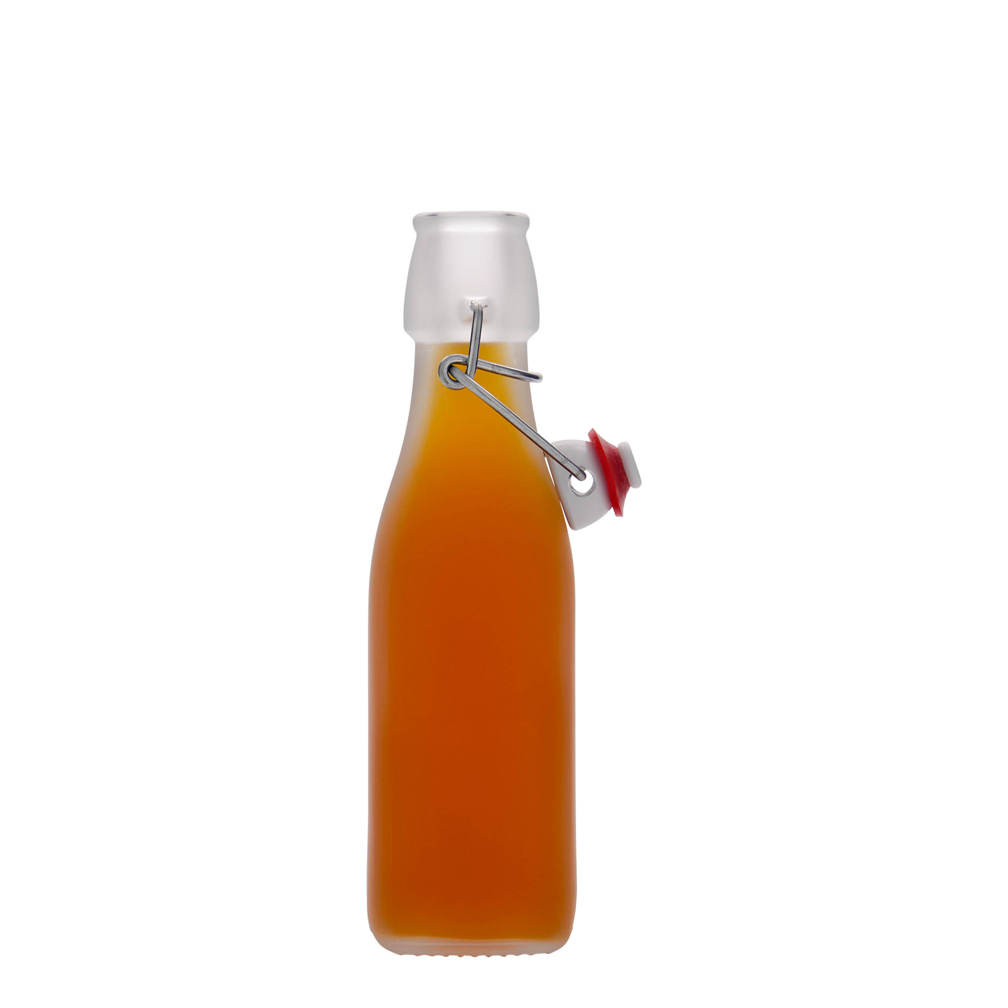 250 ml γυάλινο μπουκάλι 'Swing, τετράγωνο, λευκό, στόμιο: κλείσιμο με μπρούτζινο κλιπ