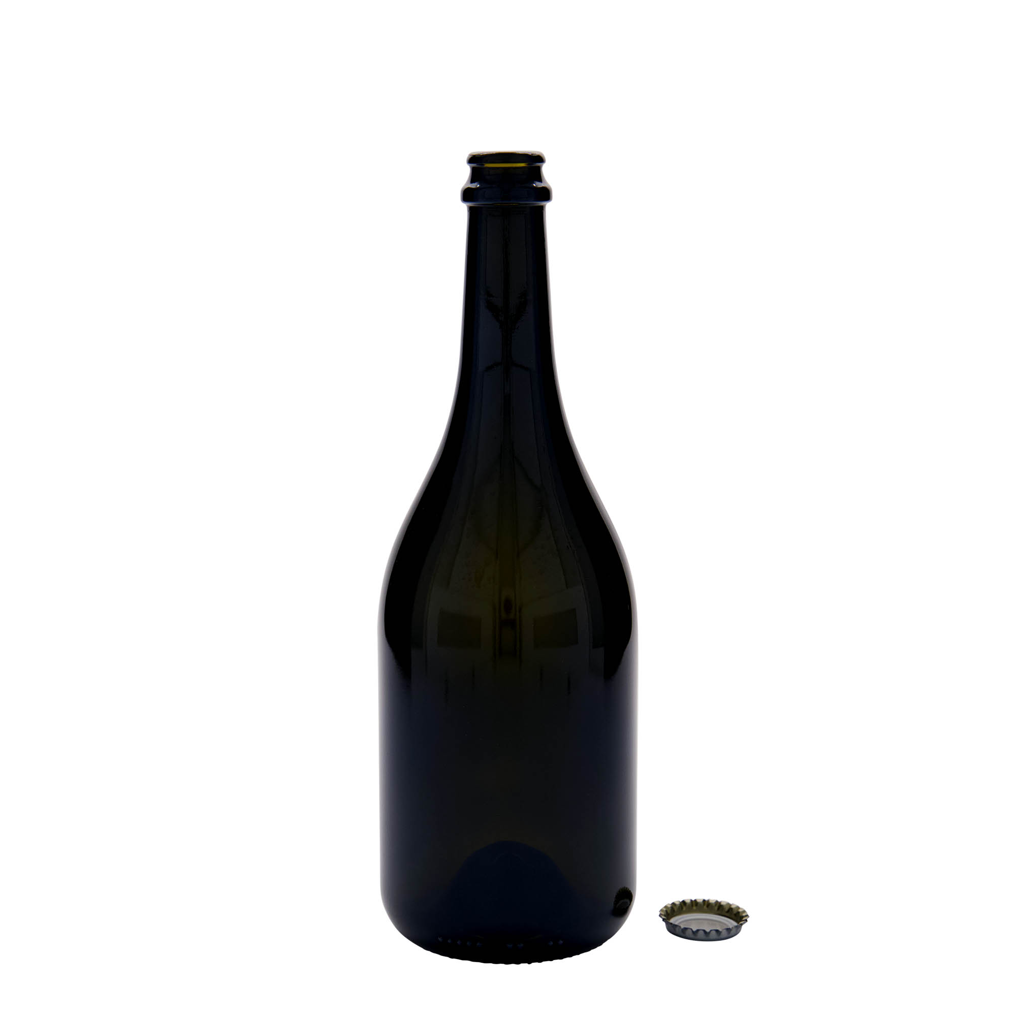 750 ml Μπουκάλι μπύρας 'Horta', γυαλί, παλαιωμένο πράσινο, στόμιο: καπάκι κορώνας