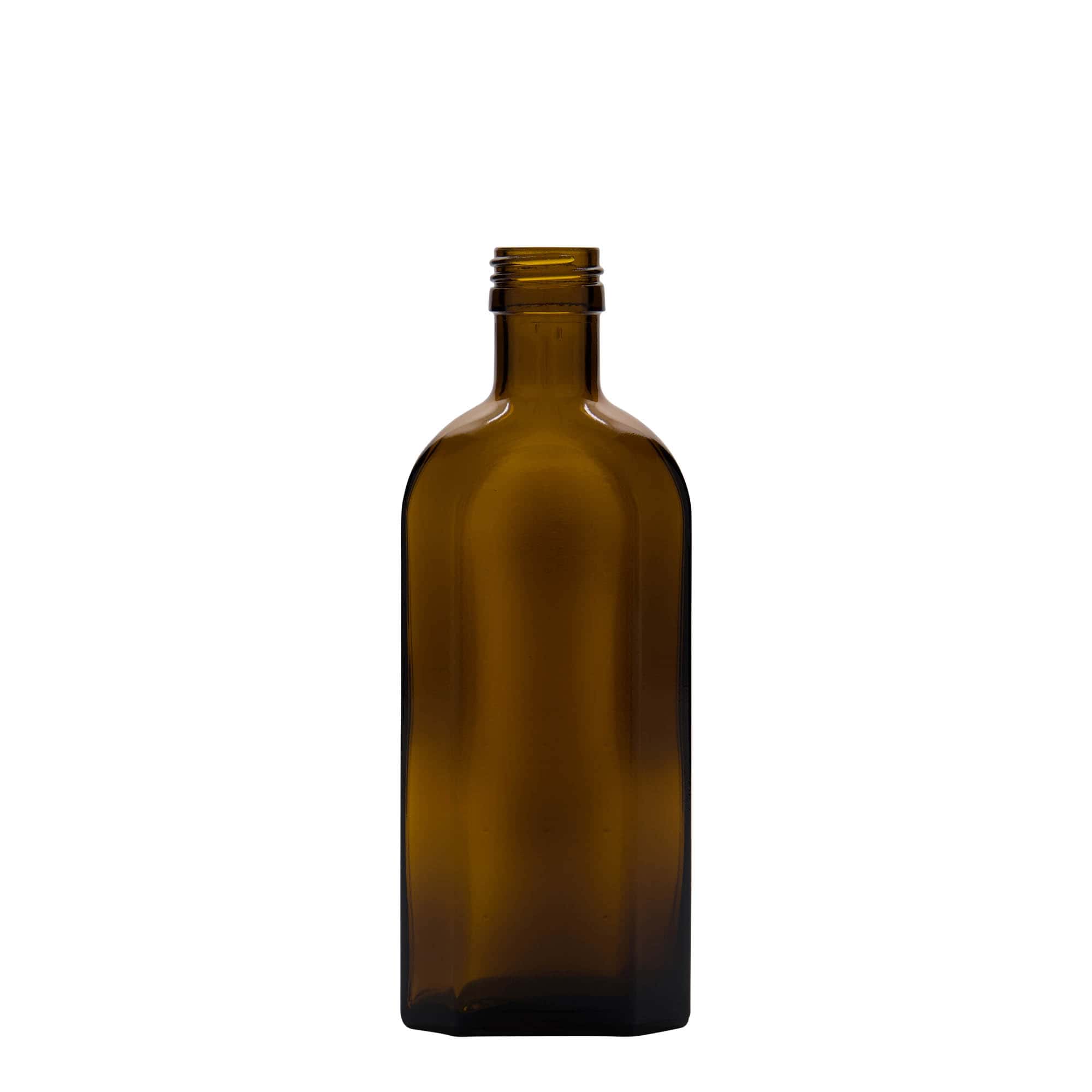 250 ml ιατρικό φιαλίδιο Meplat, οβάλ, γυαλί, καφέ, στόμιο: PP 28