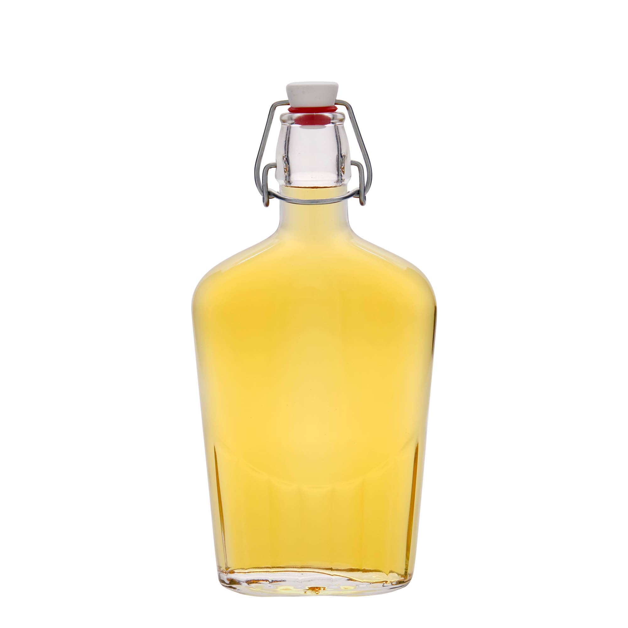 500 ml γυάλινο μπουκάλι 'Fiaschetta', οβάλ, στόμιο: κούμπωμα με μπρούτζινο κλιπ