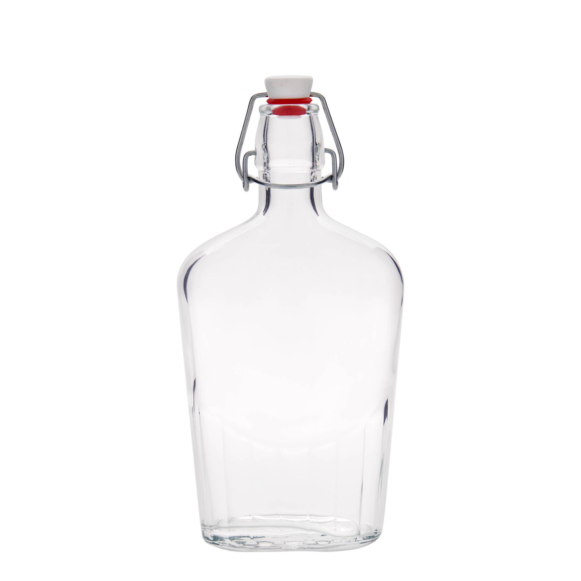 500 ml γυάλινο μπουκάλι 'Fiaschetta', οβάλ, στόμιο: κούμπωμα με μπρούτζινο κλιπ