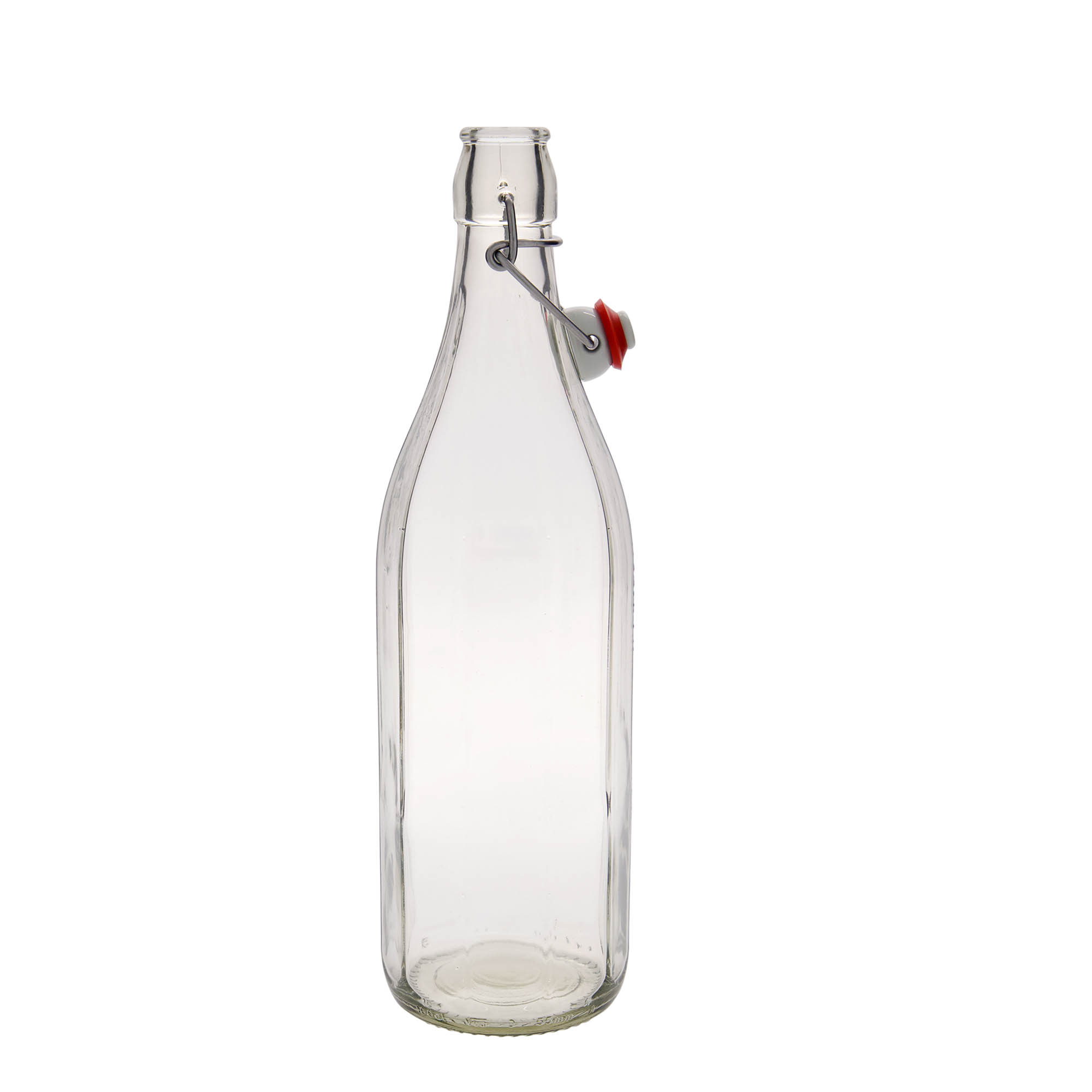 1.000 ml γυάλινο μπουκάλι 'Bravo' #, δεκαγωνικό, στόμιο: κλείσιμο με μπρούτζινο κλιπ