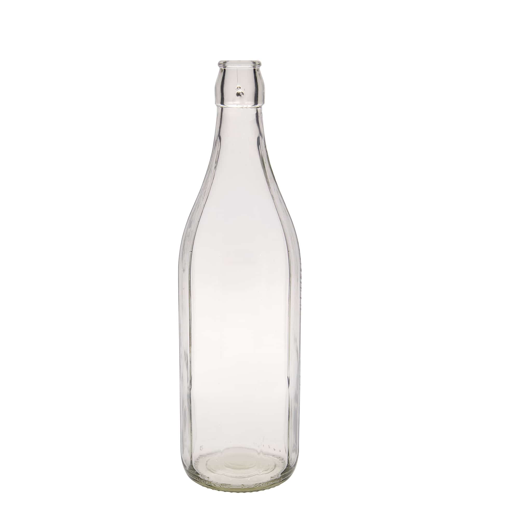 1.000 ml γυάλινο μπουκάλι 'Bravo' #, δεκαγωνικό, στόμιο: κλείσιμο με μπρούτζινο κλιπ