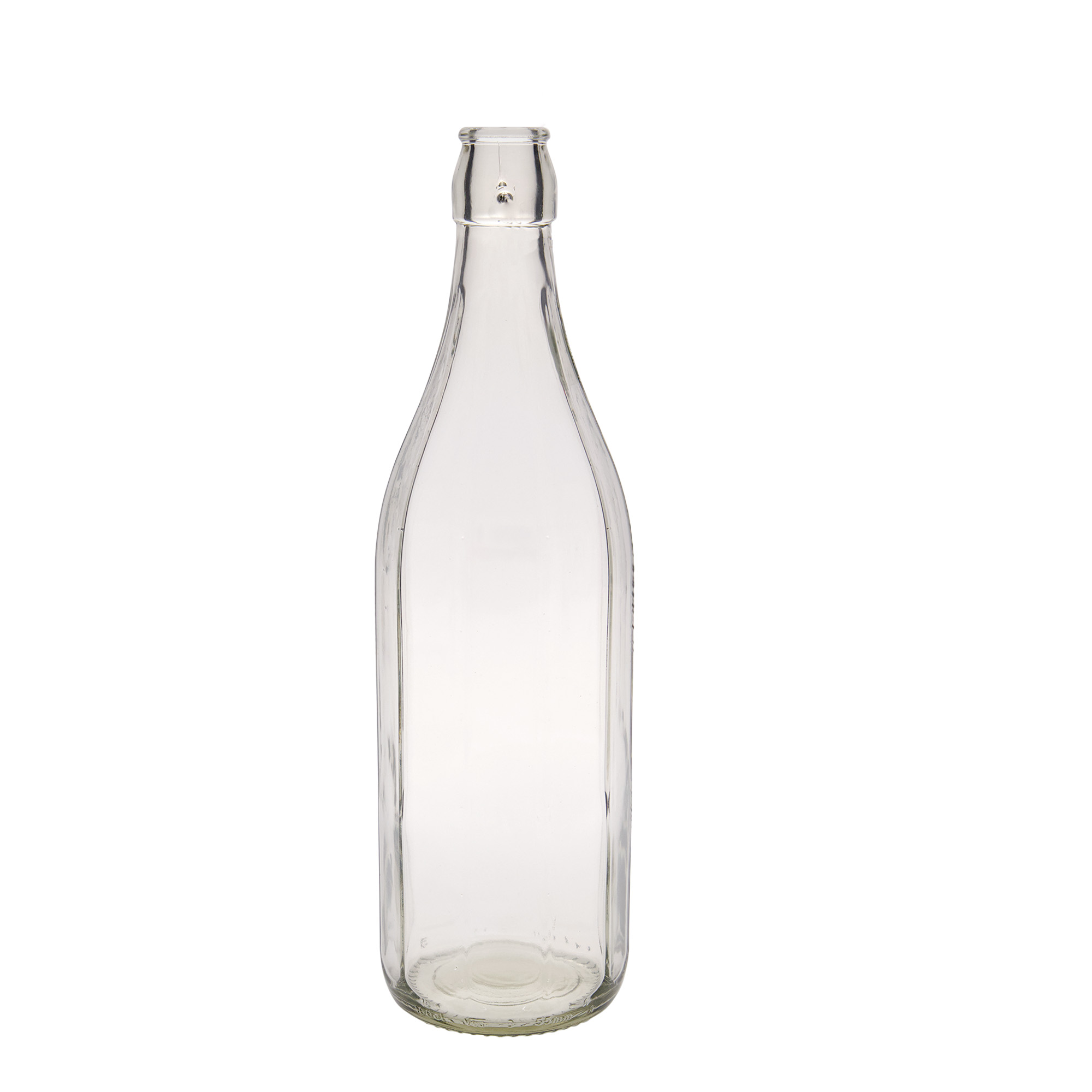 1.000 ml γυάλινο μπουκάλι 'Bravo' #, δεκαγωνικό, στόμιο: κλείσιμο με μπρούτζινο κλιπ