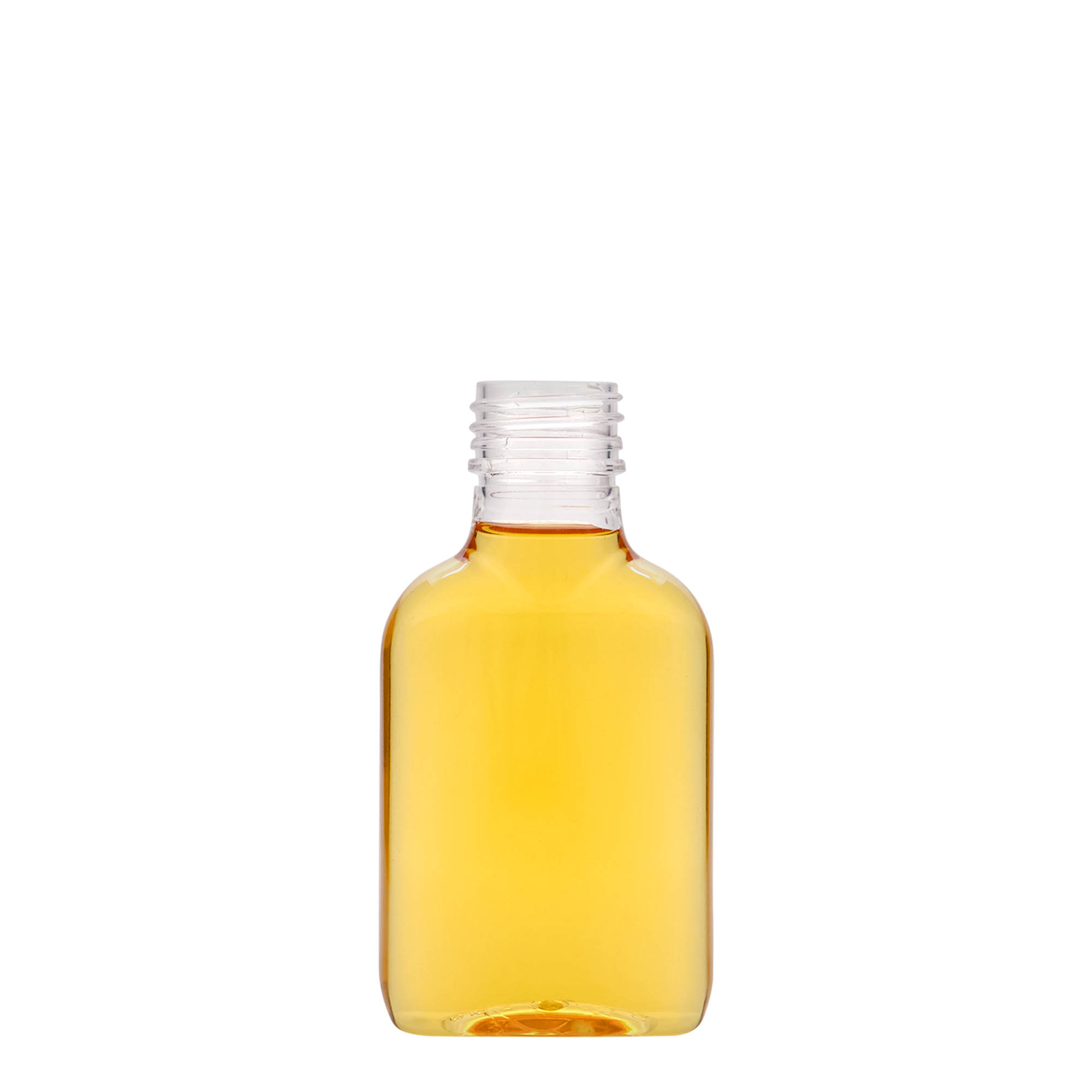 100 ml τσαντάκι φιάλη, οβάλ, πλαστικό PET, στόμιο: PP 28