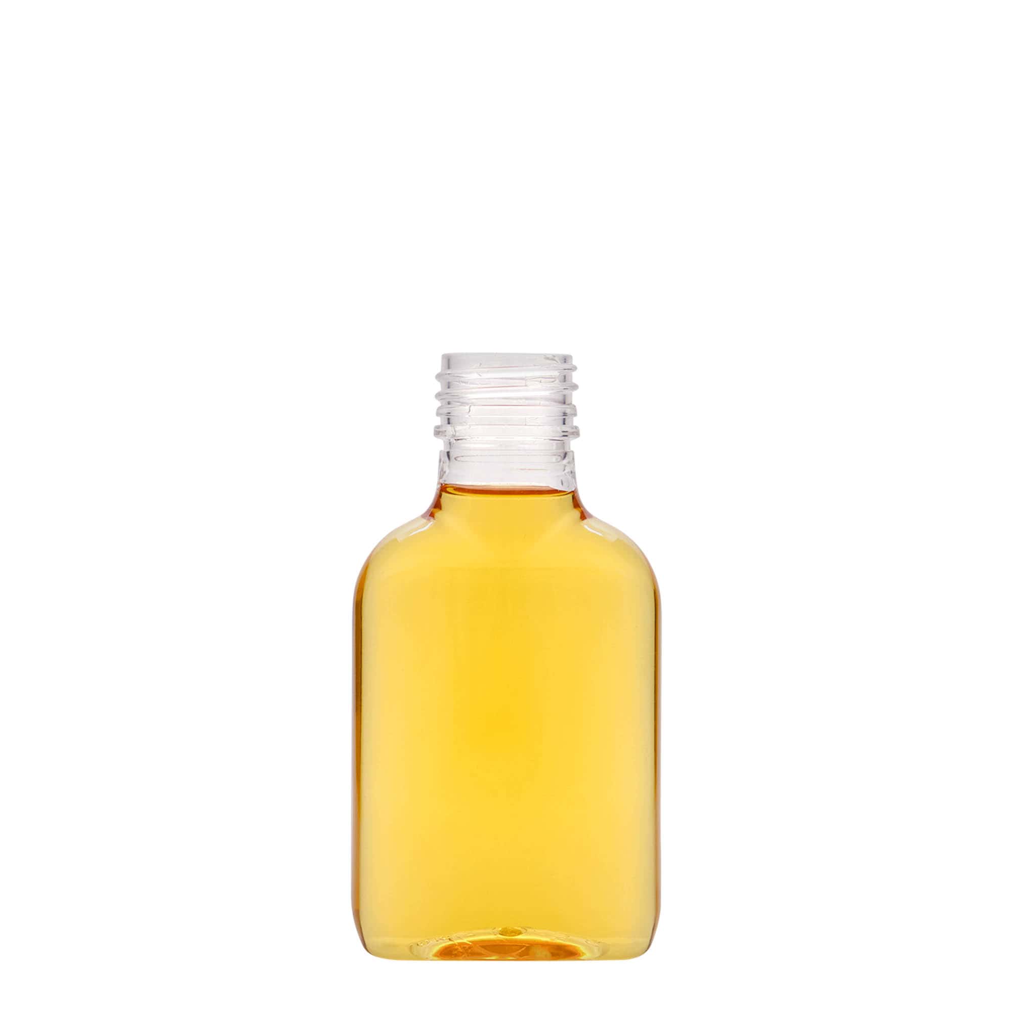 100 ml τσαντάκι φιάλη, οβάλ, πλαστικό PET, στόμιο: PP 28