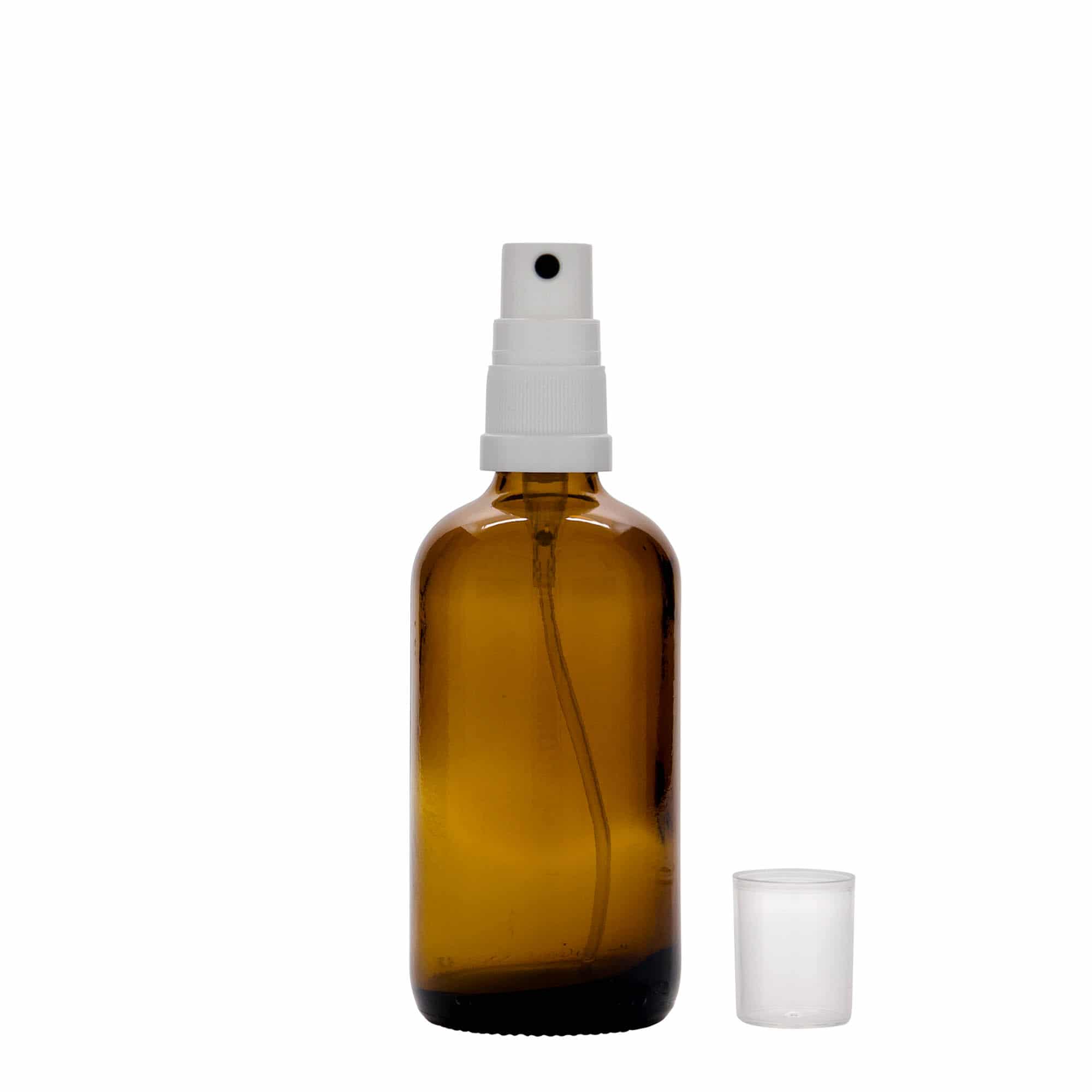 100 ml φιαλίδιο ψεκασμού ιατρικό, γυάλινο, καφέ, στόμιο: DIN 18