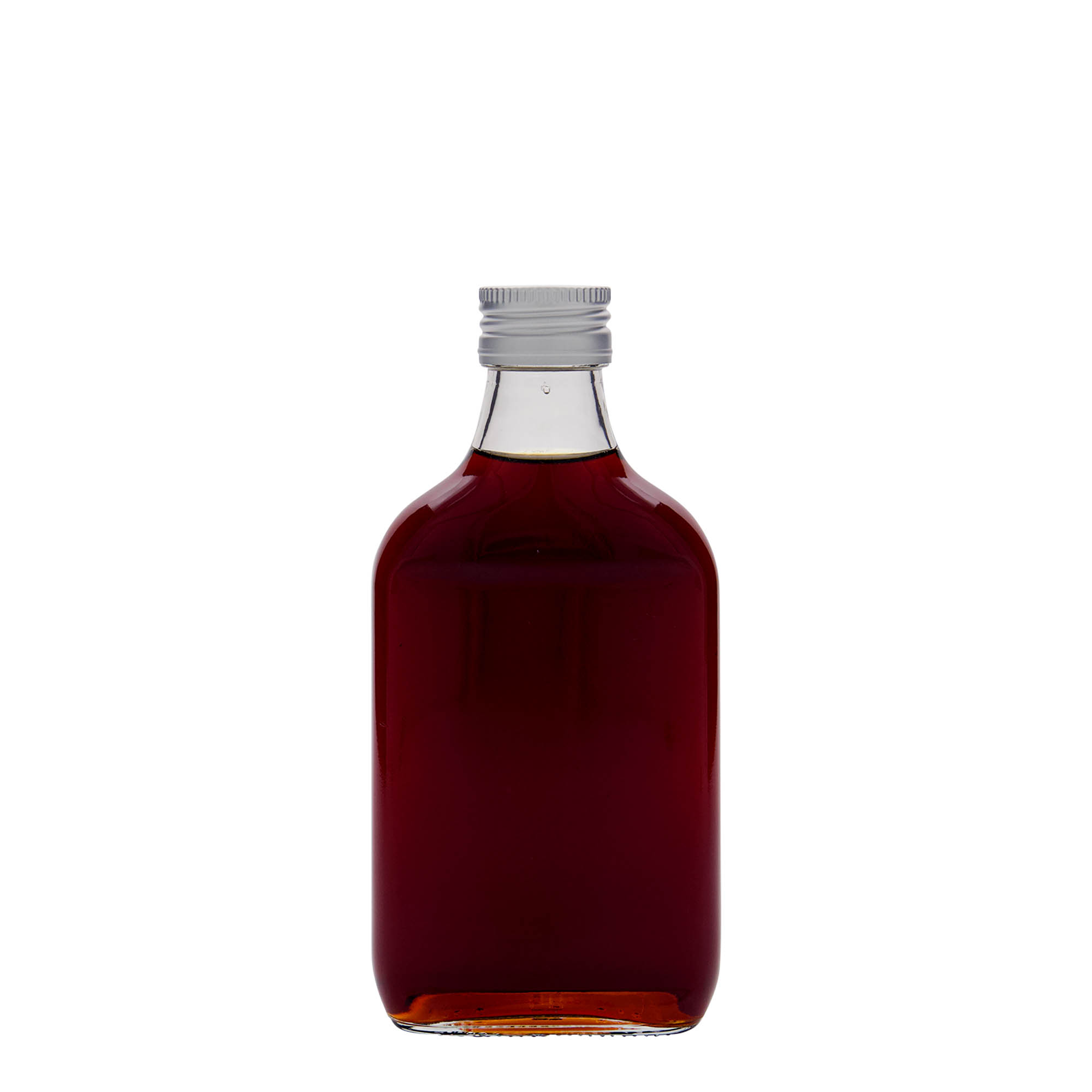 200 ml φιάλη τσέπης, ορθογώνια, γυάλινη, στόμιο: PP 28 200 ml φιάλη τσέπης, ορθογώνια, γυάλινη, στόμιο: PP 28