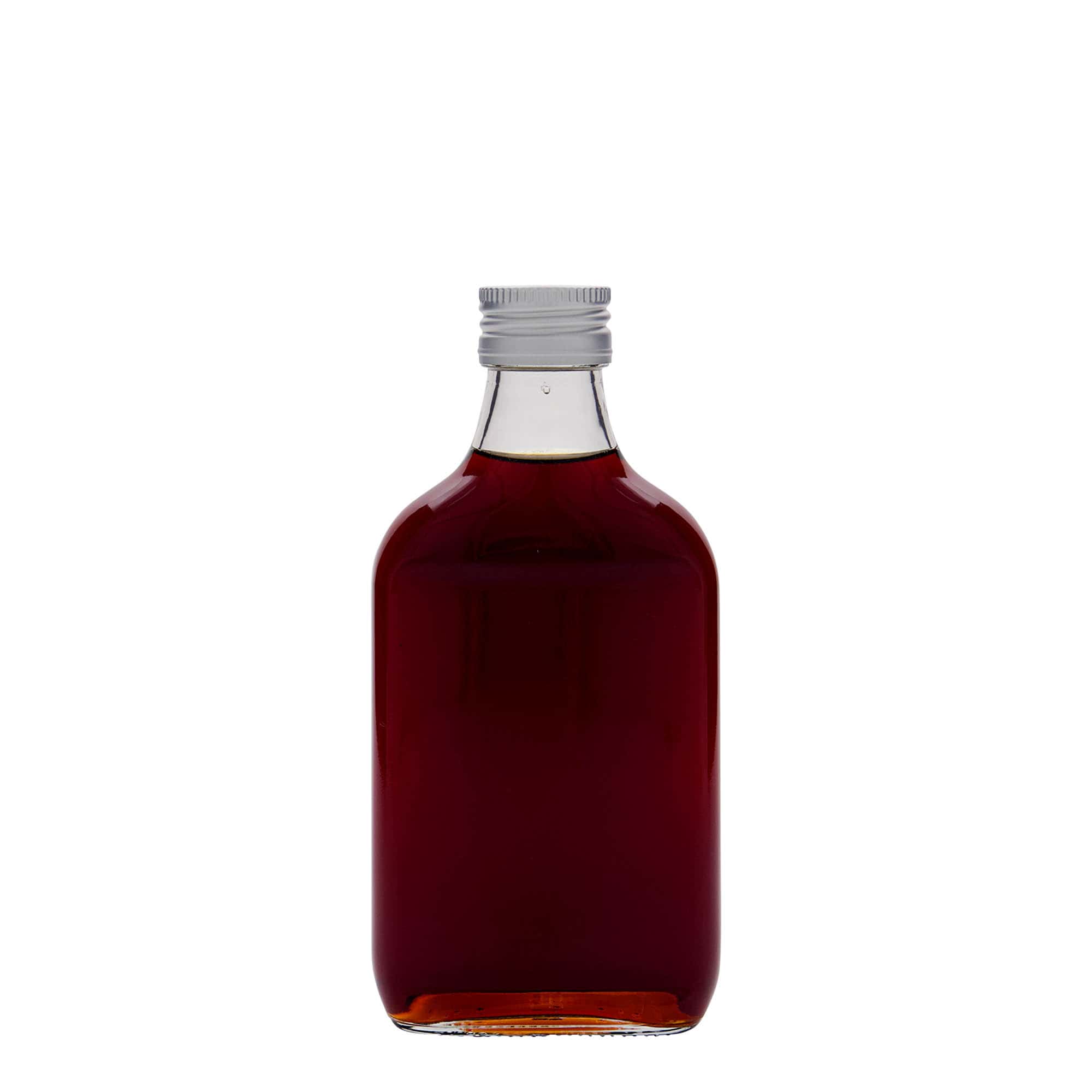 200 ml φιάλη τσέπης, ορθογώνια, γυάλινη, στόμιο: PP 28 200 ml φιάλη τσέπης, ορθογώνια, γυάλινη, στόμιο: PP 28