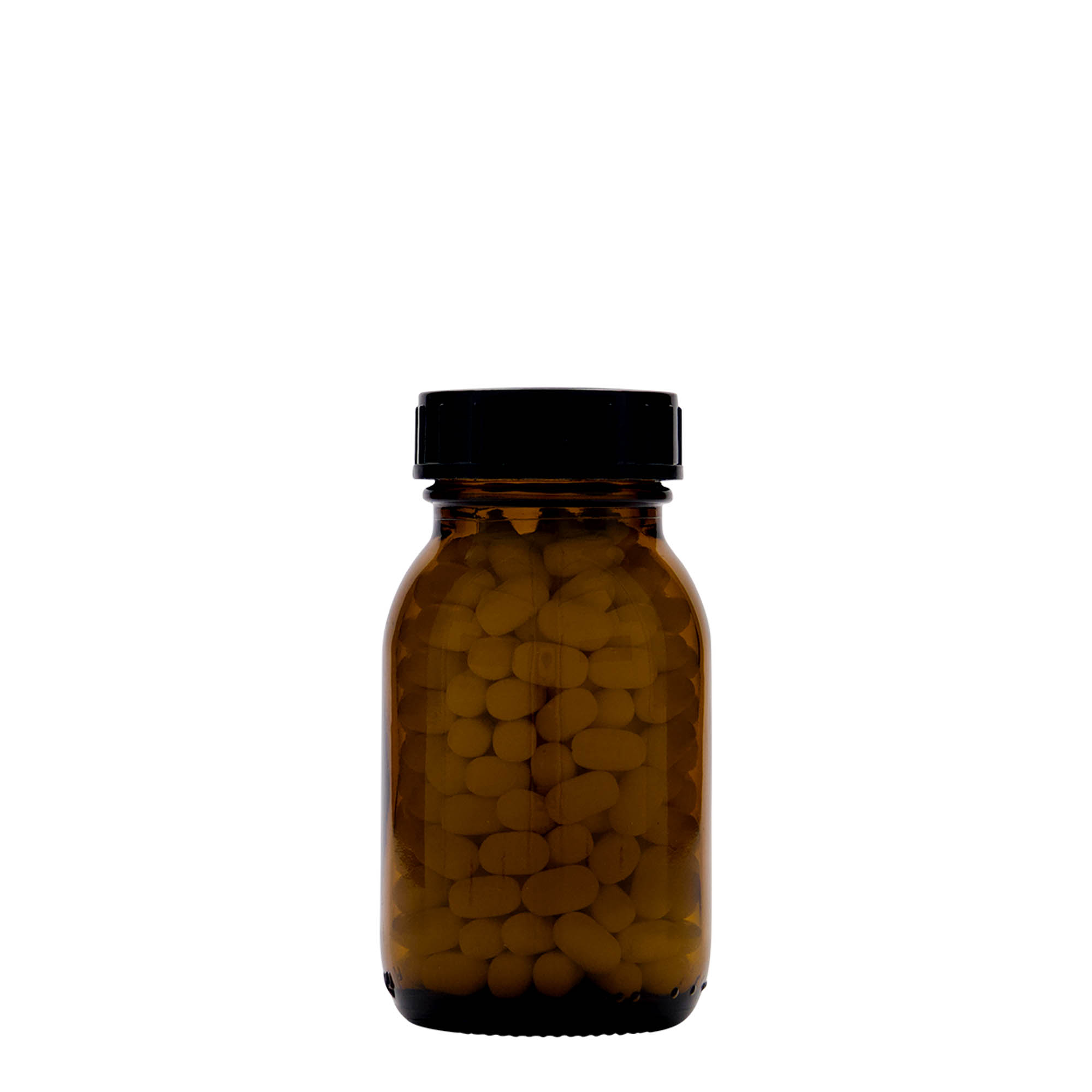 125 ml γυάλινο βάζο με φαρδύ λαιμό, καφέ, στόμιο: DIN 40 125 ml γυάλινο βάζο με φαρδύ λαιμό, καφέ, στόμιο: DIN 40