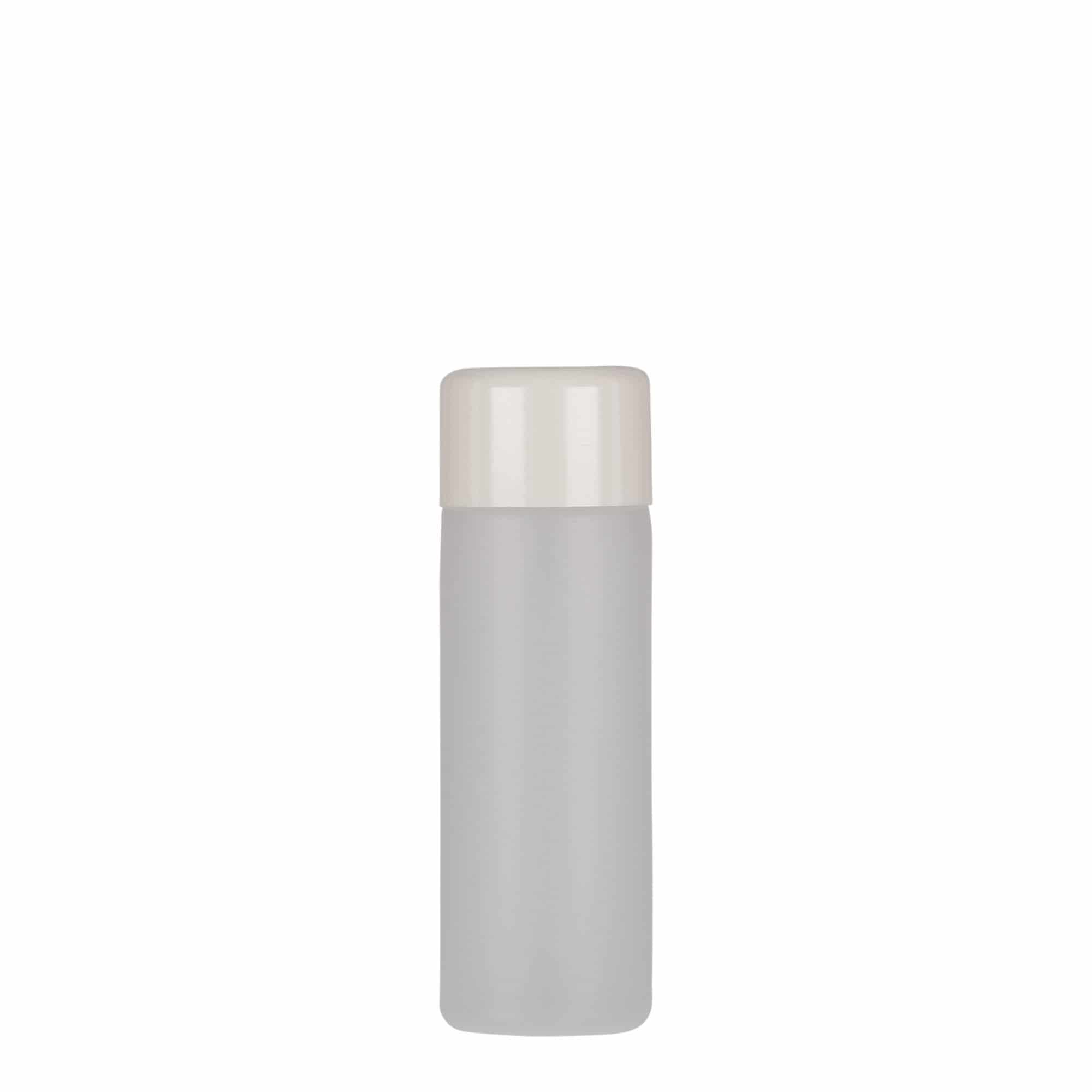 50 ml στρογγυλό μπουκάλι, πλαστικό PE, φυσικό, στόμιο: βιδωτό καπάκι