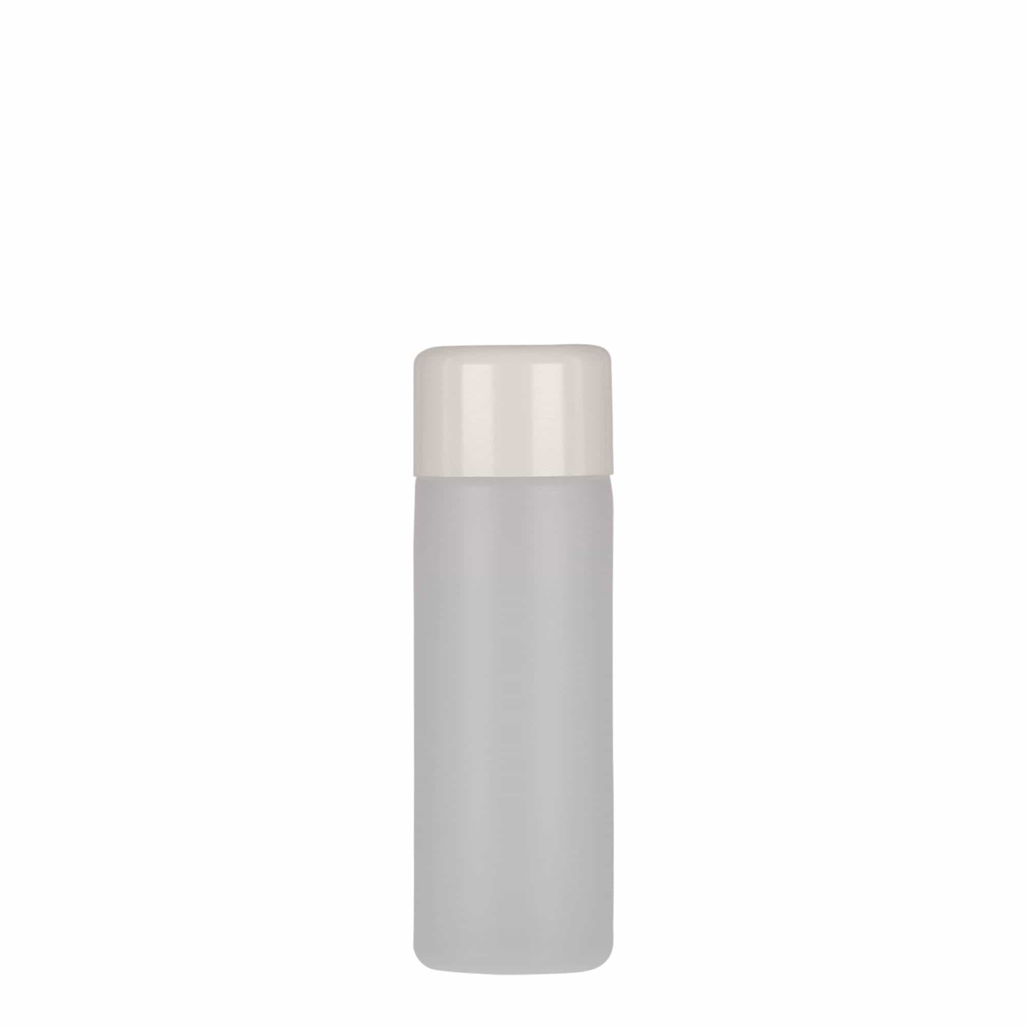 50 ml στρογγυλό μπουκάλι, πλαστικό PE, φυσικό, στόμιο: βιδωτό καπάκι