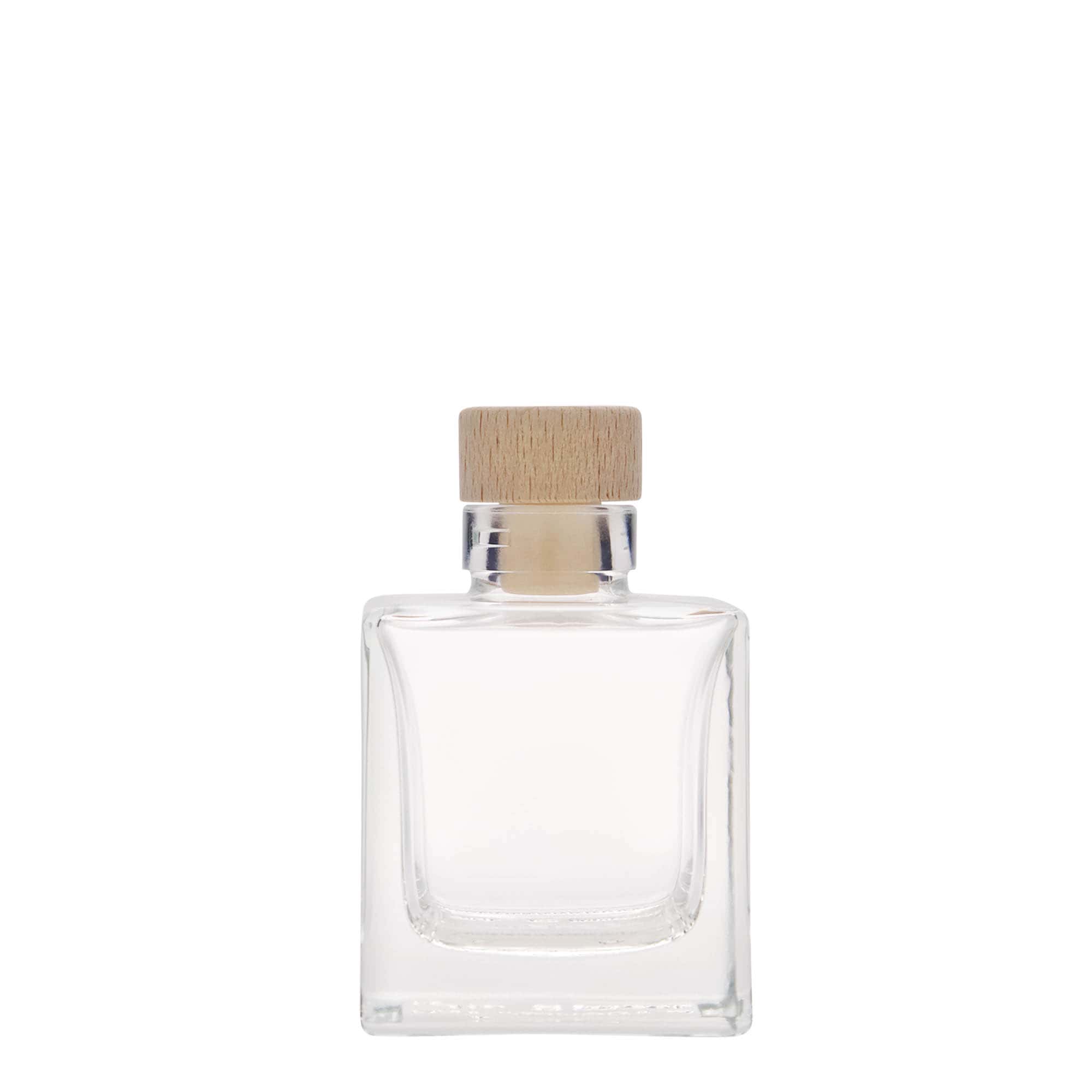 100 ml γυάλινο μπουκάλι 'Cube', τετράγωνο, στόμιο: φελλός