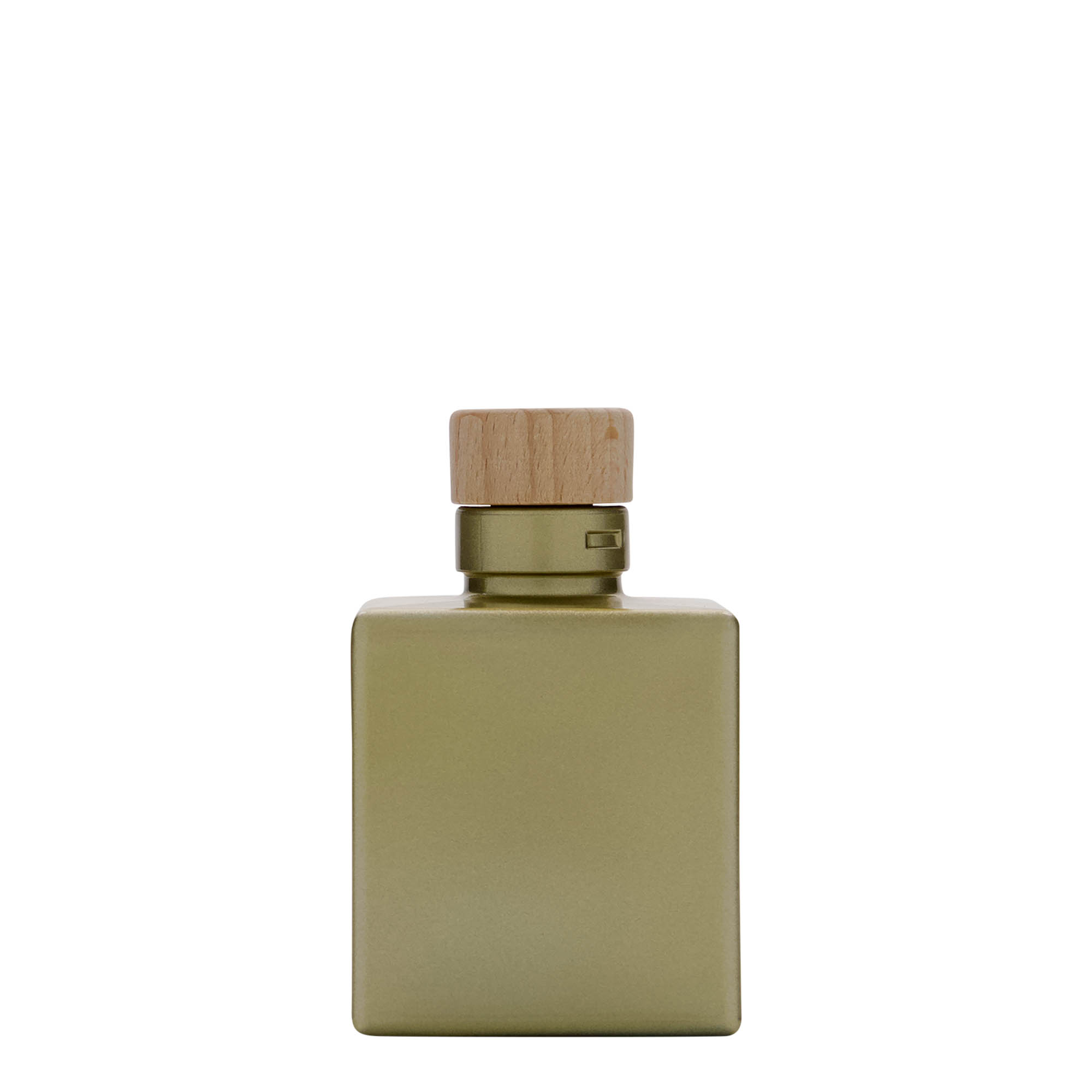 100 ml γυάλινο μπουκάλι 'Cube', τετράγωνο, χρυσό, στόμιο: φελλός