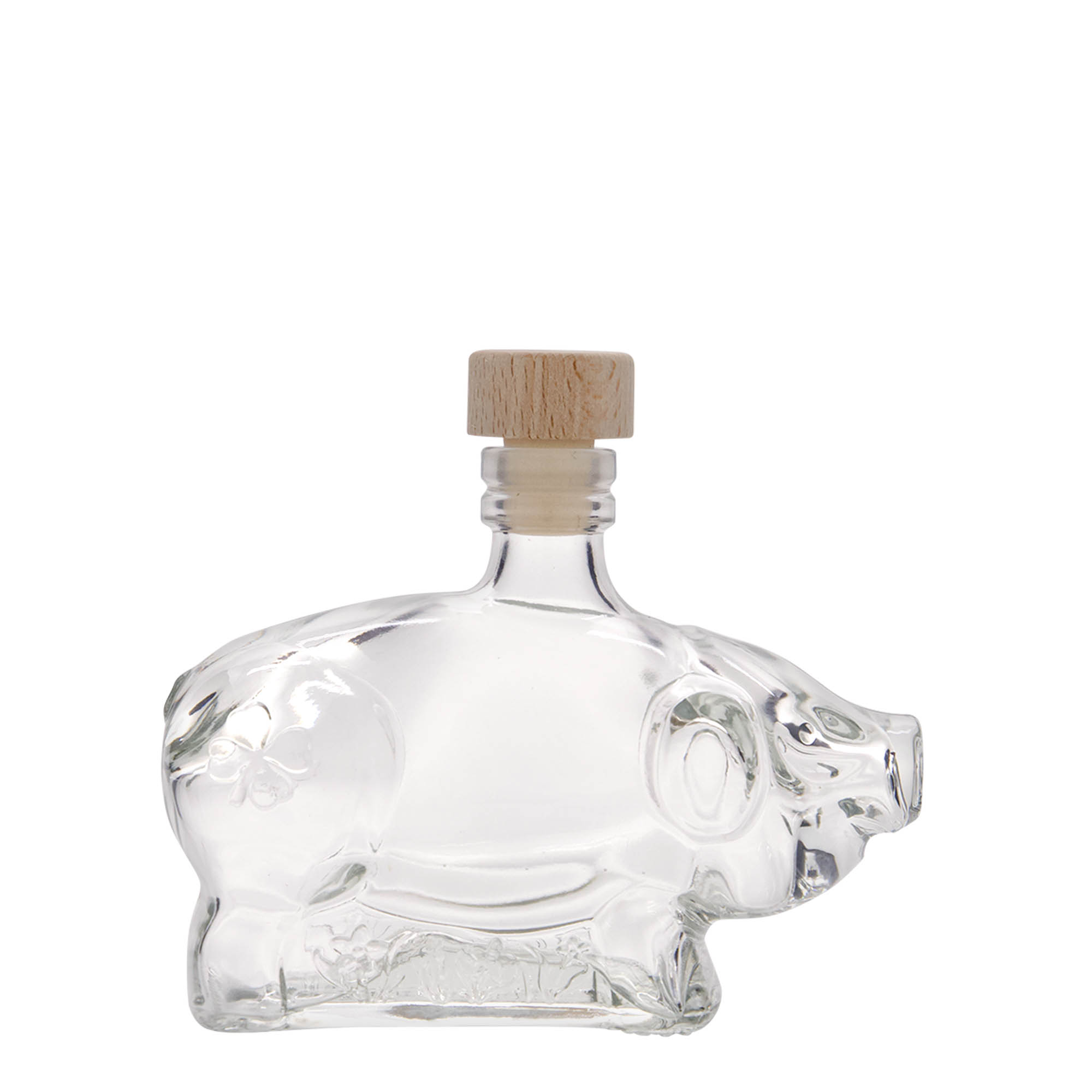 200 ml γυάλινο μπουκάλι 'Γουρουνάκι της τύχης', στόμιο: φελλός