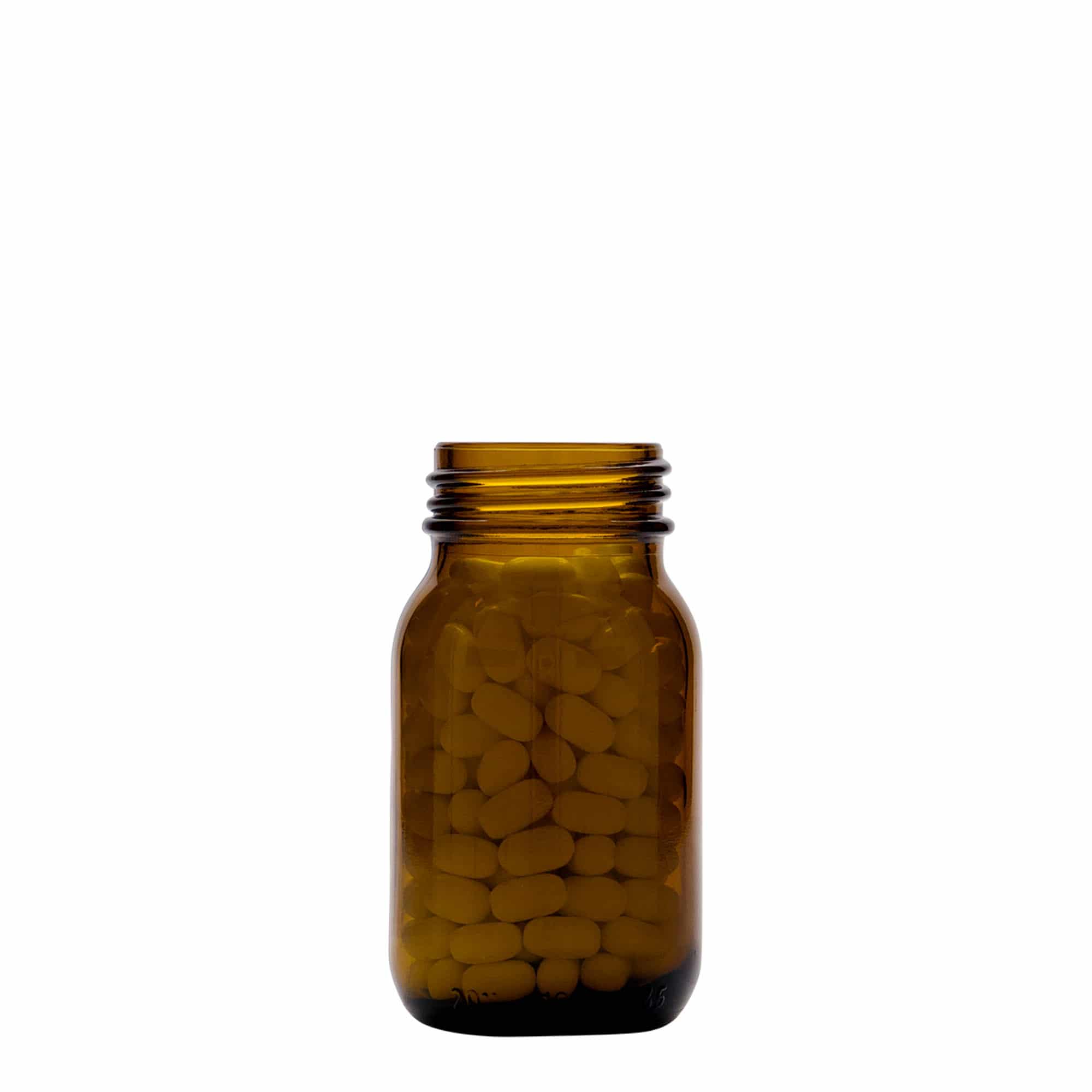 100 ml γυάλινο βάζο με φαρδύ λαιμό, καφέ, στόμιο: DIN 40 100 ml γυάλινο βάζο με φαρδύ λαιμό, καφέ, στόμιο: DIN 40