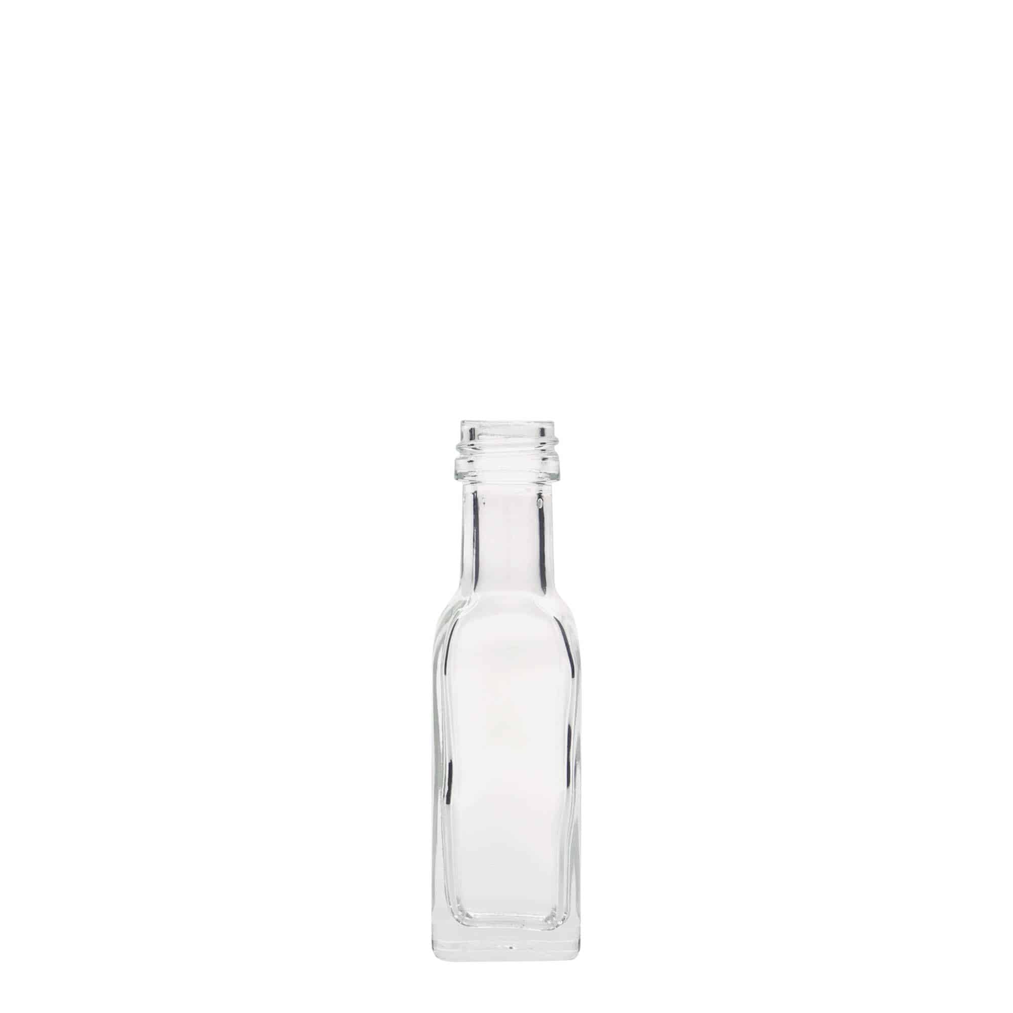 20 ml γυάλινο μπουκάλι 'Marasca', τετράγωνο, στόμιο: PP 18 20 ml γυάλινο μπουκάλι 'Marasca', τετράγωνο, στόμιο: PP 18
