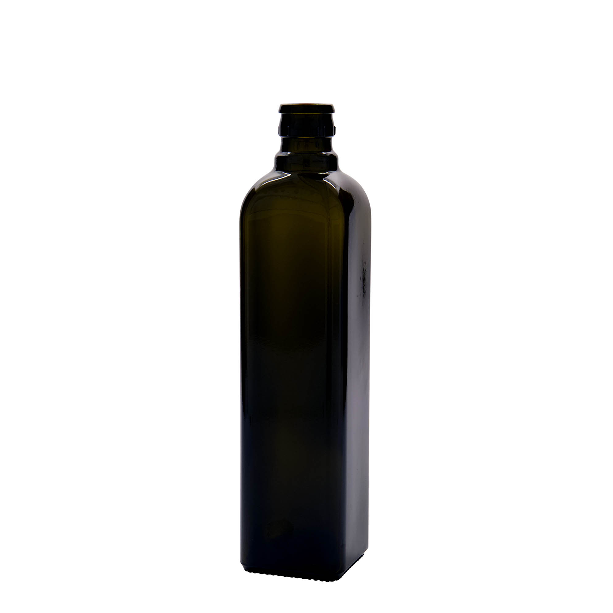 500 ml μπουκάλι ξυδιού/λαδιού 'Quadra', γυάλινο, τετράγωνο, παλαιωμένο πράσινο, στόμιο: DOP