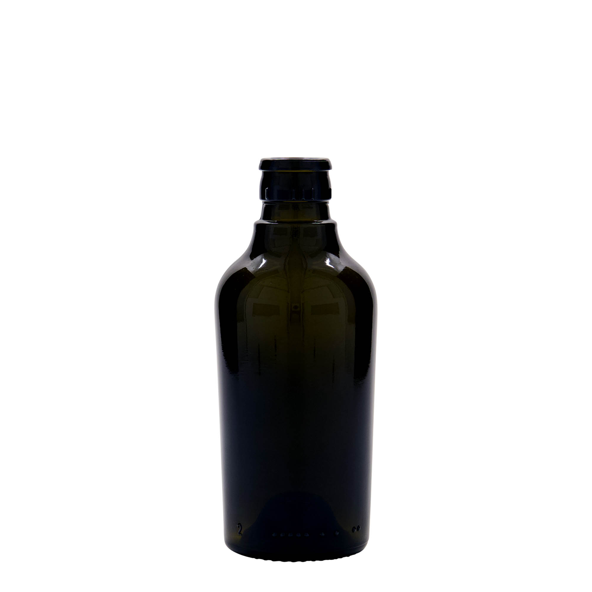 250 ml μπουκάλι ξυδιού/λαδιού 'Oleum', γυαλί, παλαιωμένο πράσινο, στόμιο: DOP