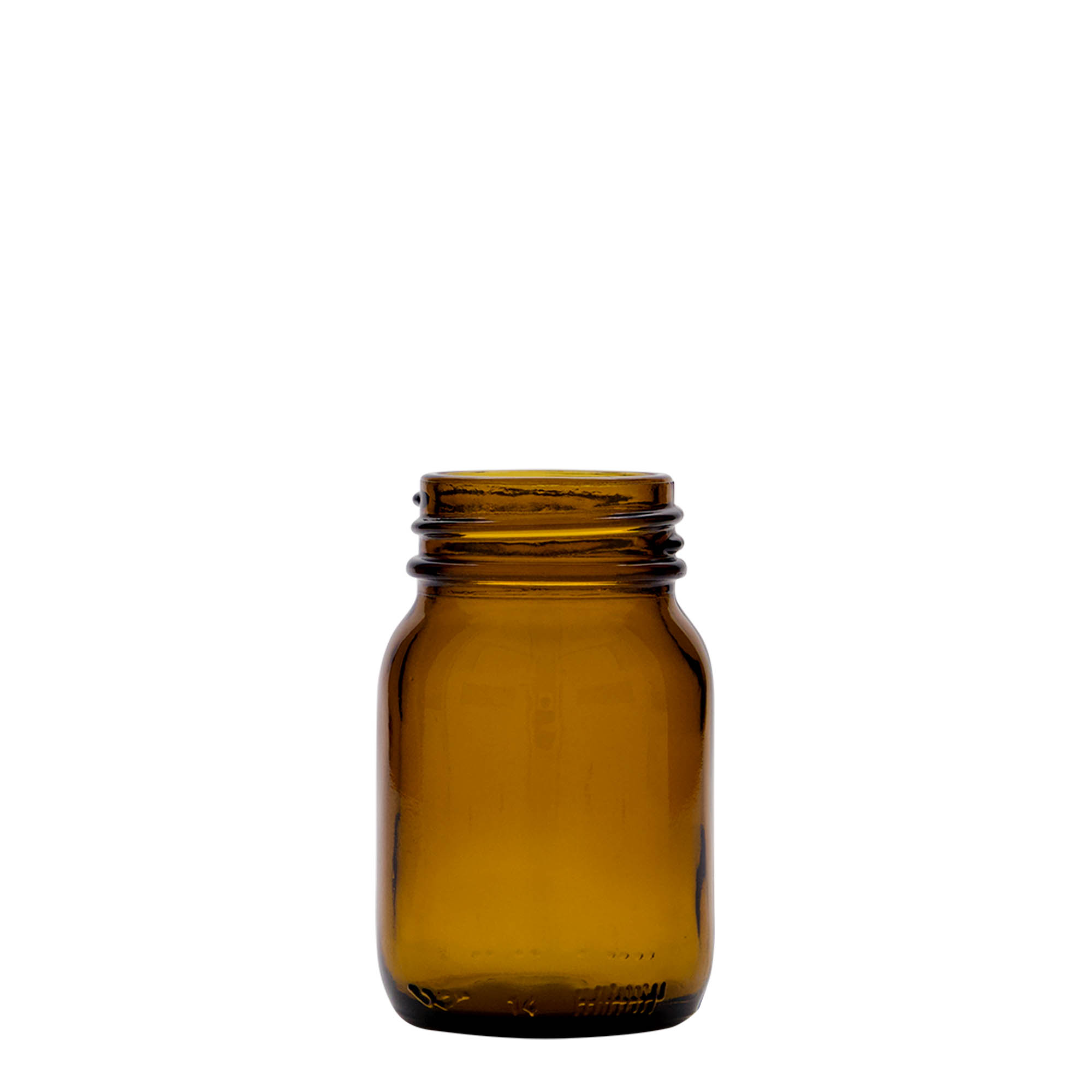 75 ml γυάλινο βάζο με φαρδύ λαιμό, καφέ, στόμιο: DIN 40 75 ml γυάλινο βάζο με φαρδύ λαιμό, καφέ, στόμιο: DIN 40