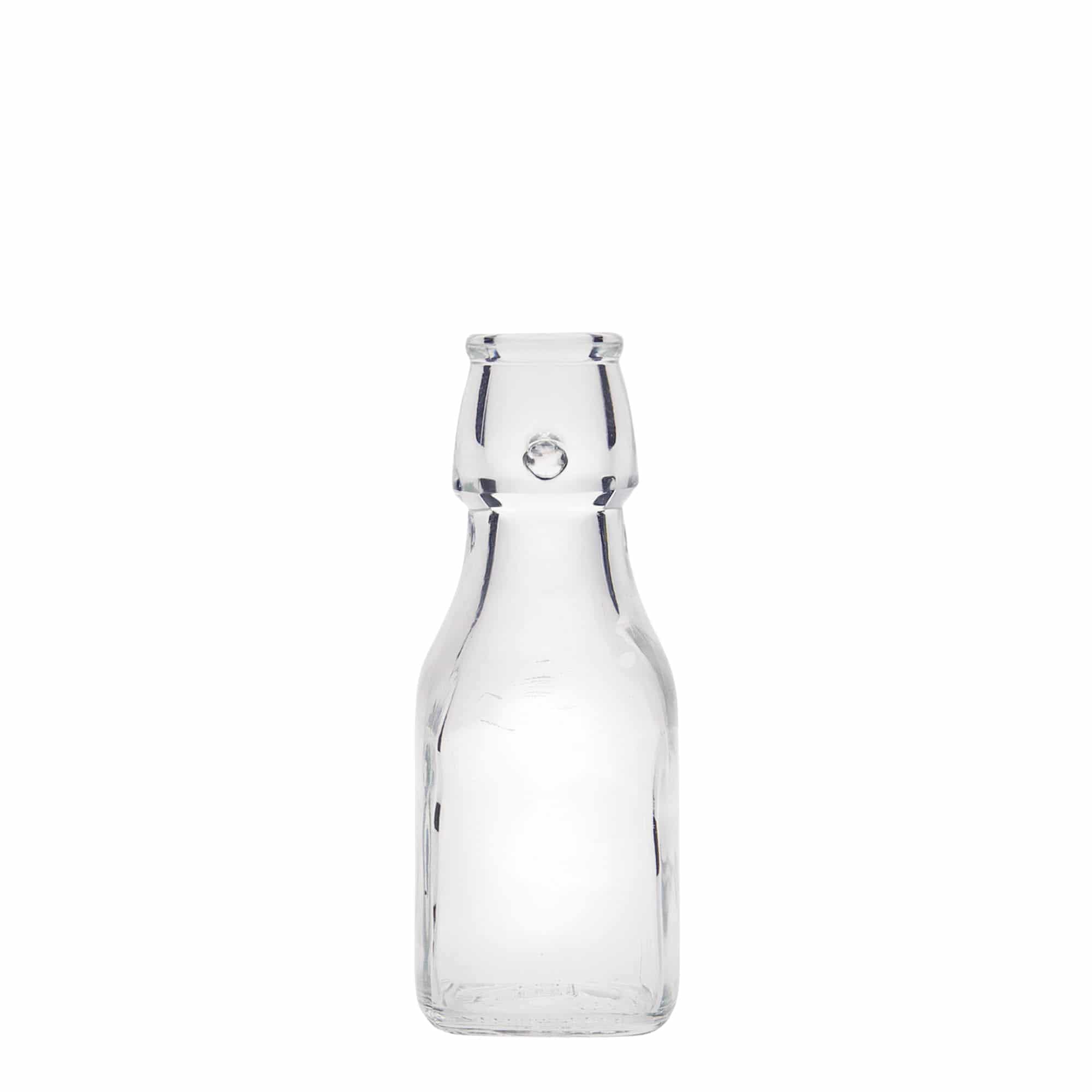 125 ml γυάλινο μπουκάλι 'Swing', τετράγωνο, στόμιο: κλείσιμο με μεταλλικό μπράτσο