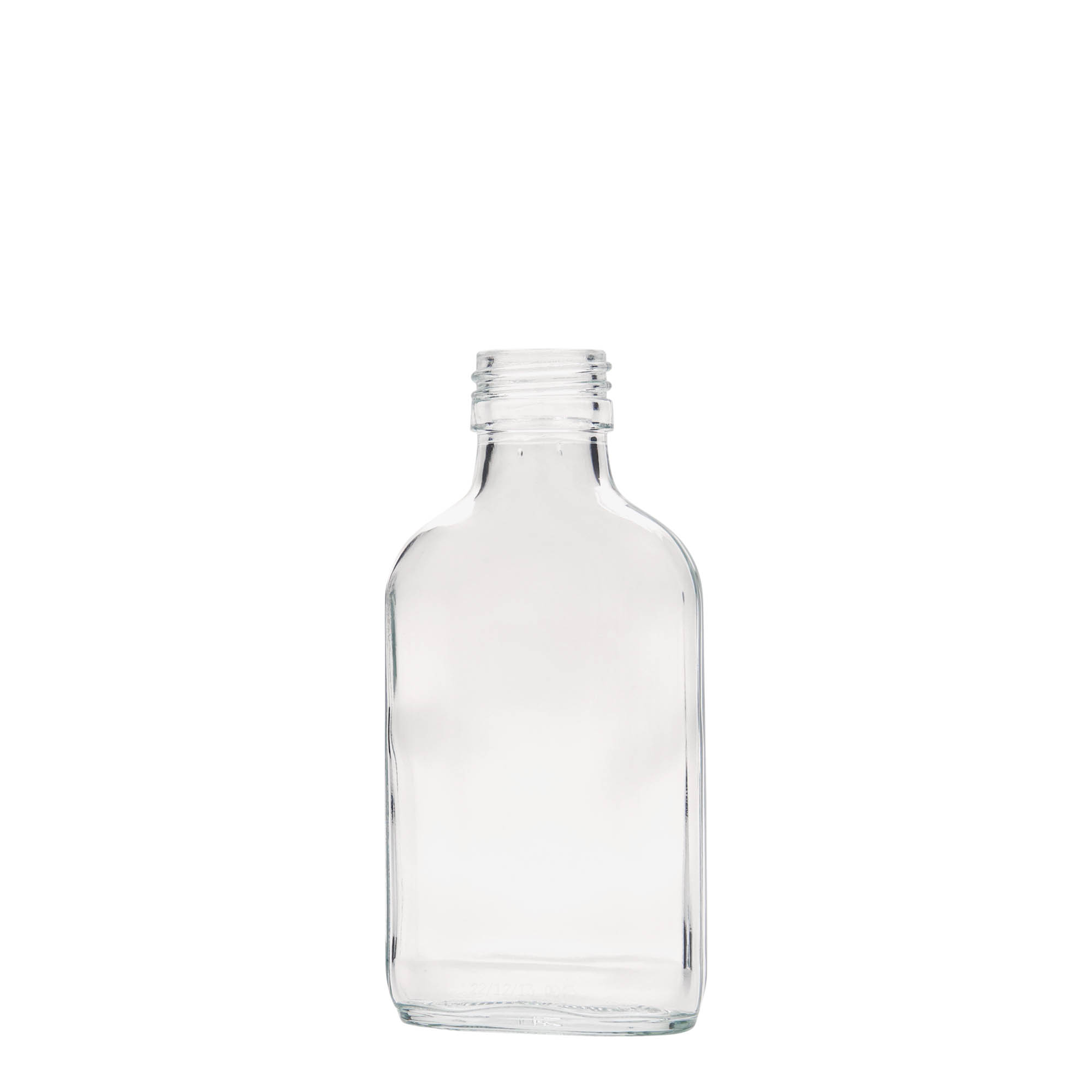 100 ml φιάλη τσέπης, ορθογώνια, γυαλί, στόμιο: PP 28 100 ml φιάλη τσέπης, ορθογώνια, γυαλί, στόμιο: PP 28