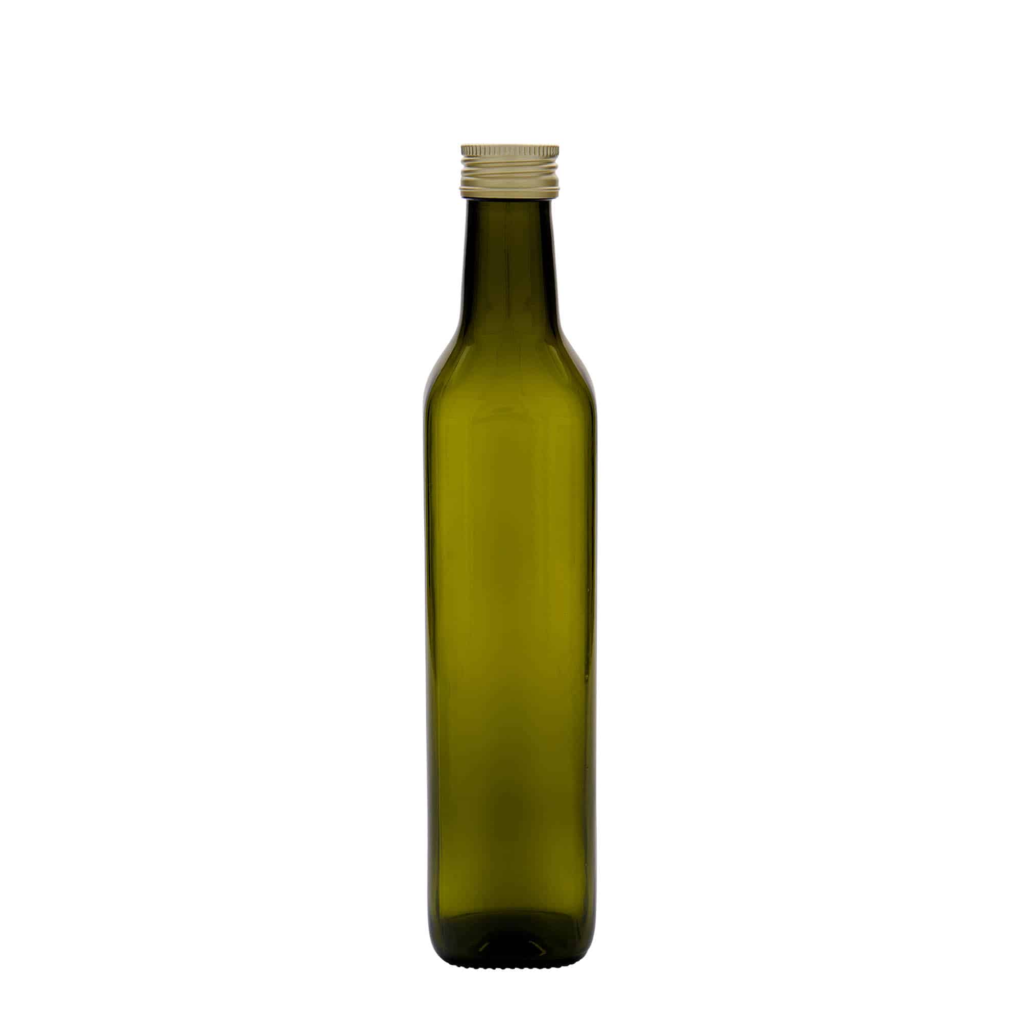 500 ml γυάλινο μπουκάλι 'Marasca', τετράγωνο, παλαιωμένο πράσινο, στόμιο: PP 31,5