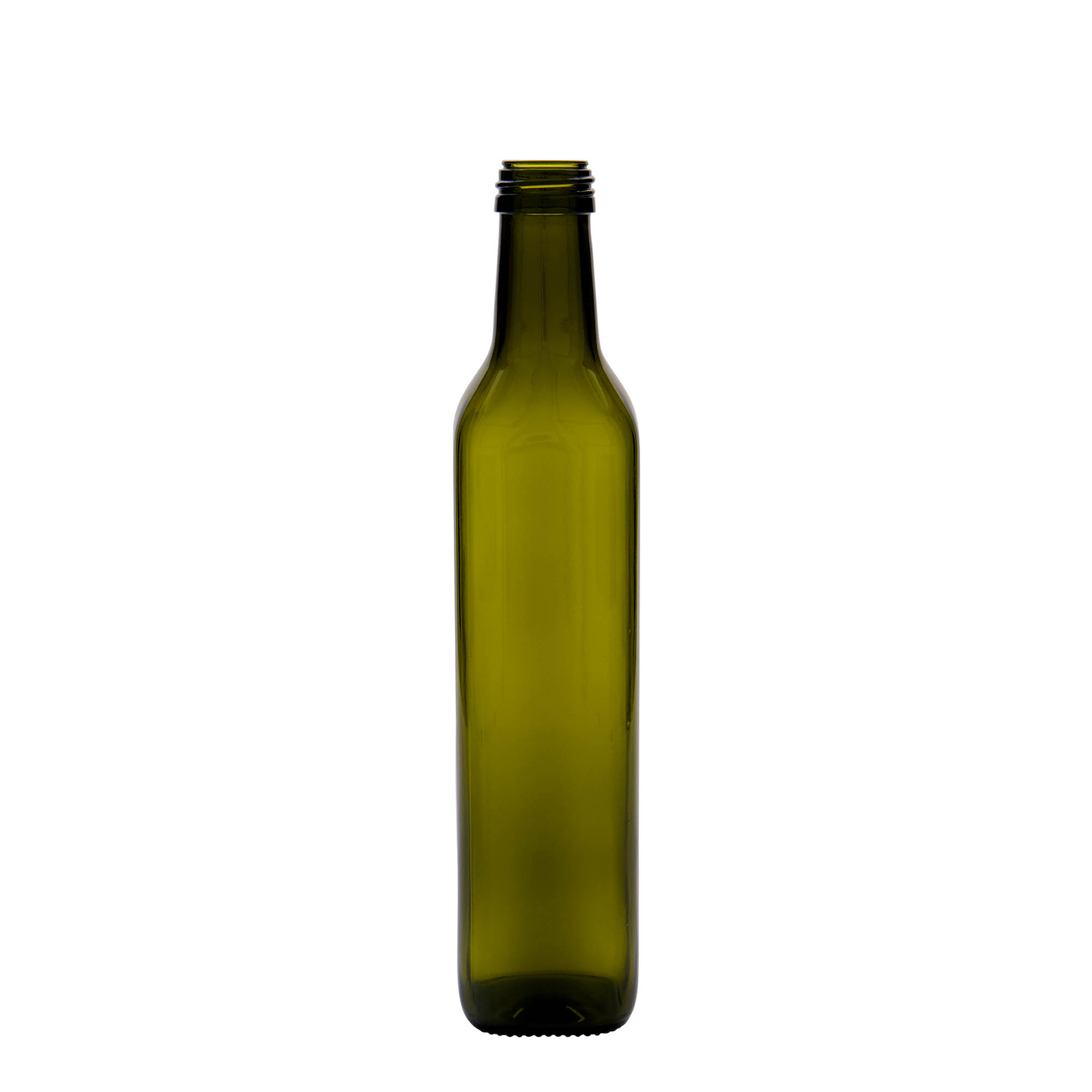 500 ml γυάλινο μπουκάλι 'Marasca', τετράγωνο, παλαιωμένο πράσινο, στόμιο: PP 31,5