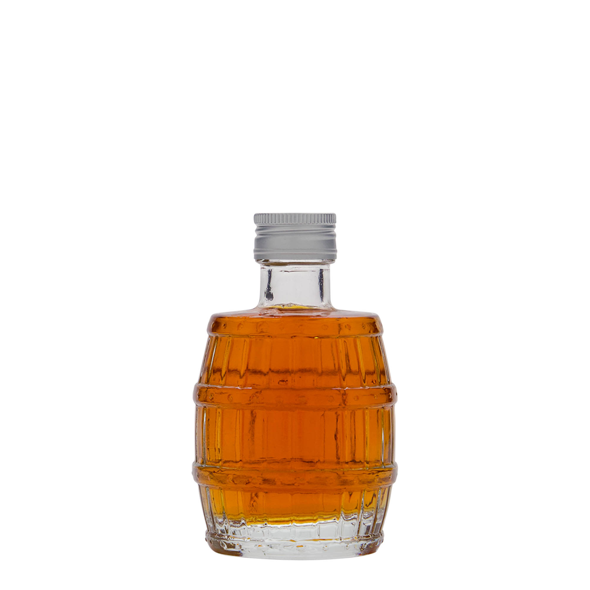 100 ml γυάλινο μπουκάλι 'βαρέλι', στόμιο: PP 24 100 ml γυάλινο μπουκάλι 'βαρέλι', στόμιο: PP 24