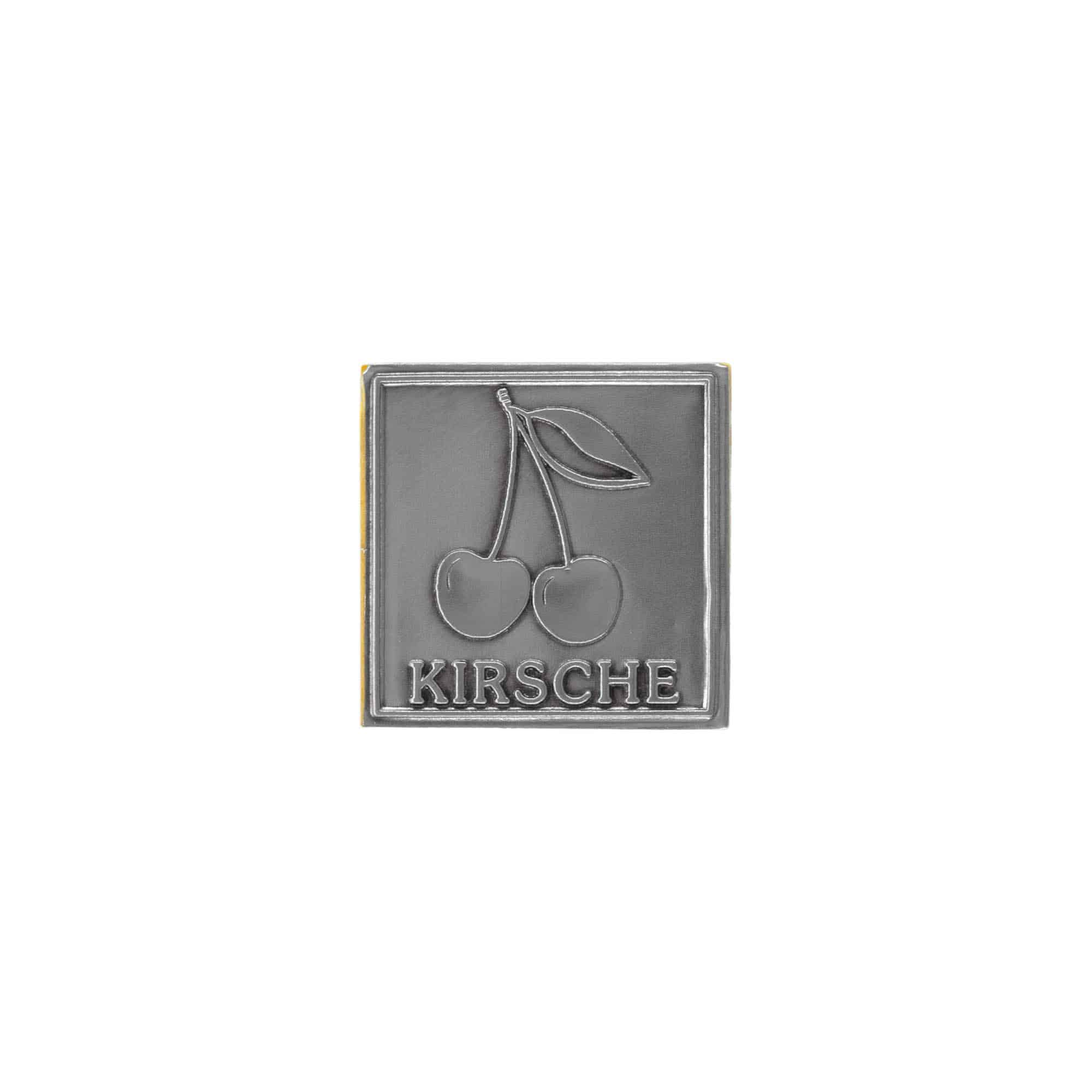 Ετικέτα κασσίτερου 'Κεράσι', τετράγωνη, μέταλλο, ασημί