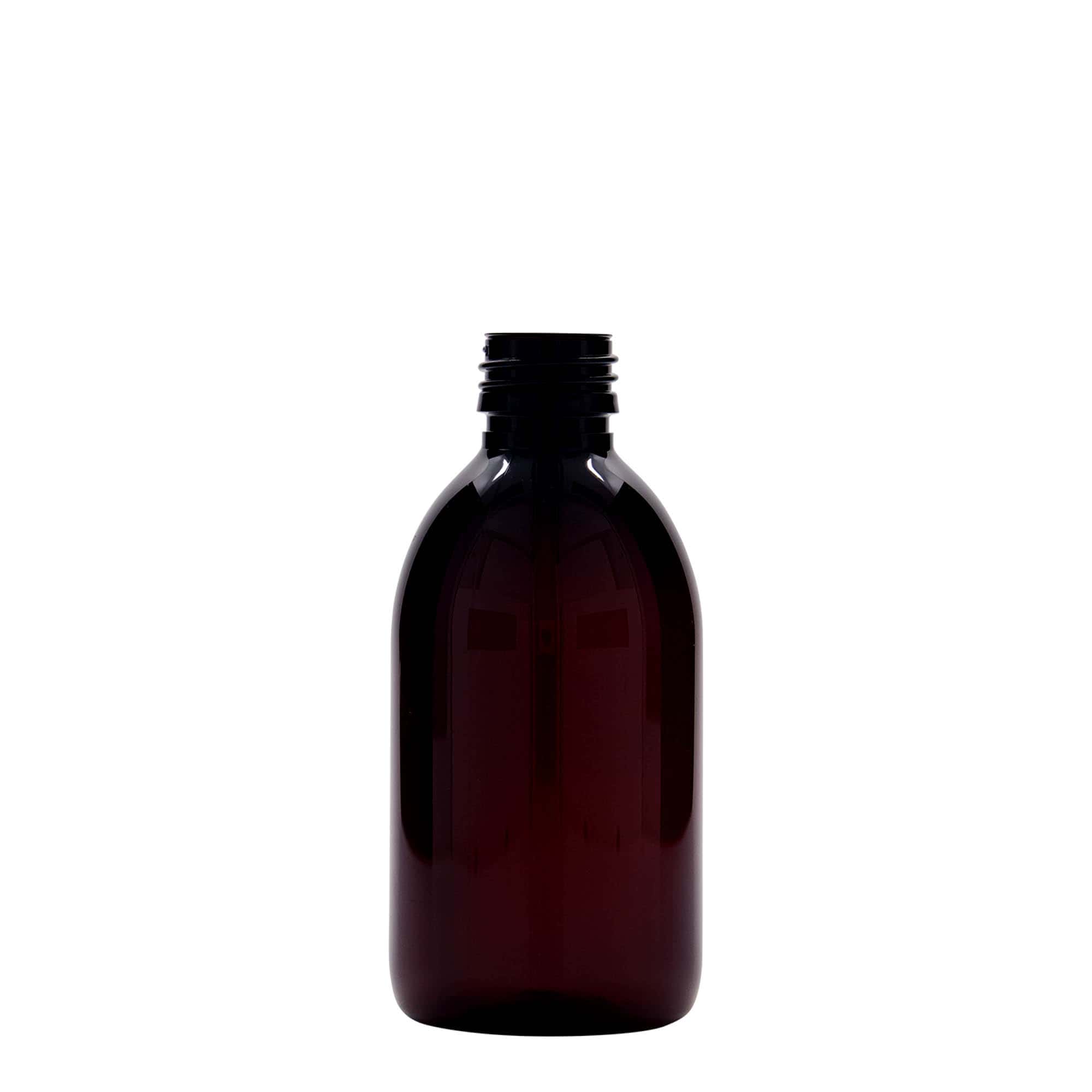 250 ml φιάλη φαρμάκου PET, καφέ, πλαστικό, στόμιο: PP 28