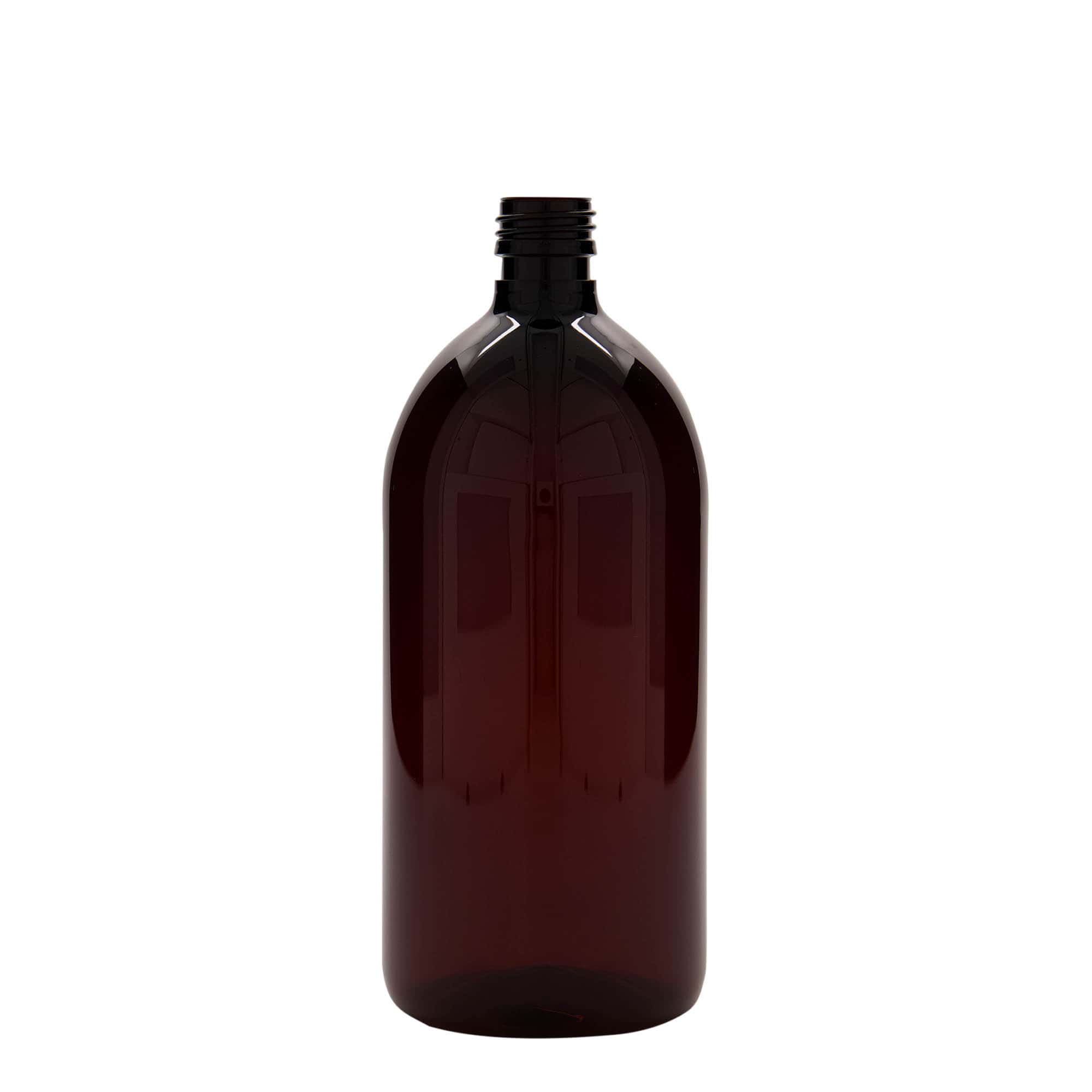 Μπουκάλι φαρμάκου PET 1.000 ml, καφέ, πλαστικό, στόμιο: PP 28