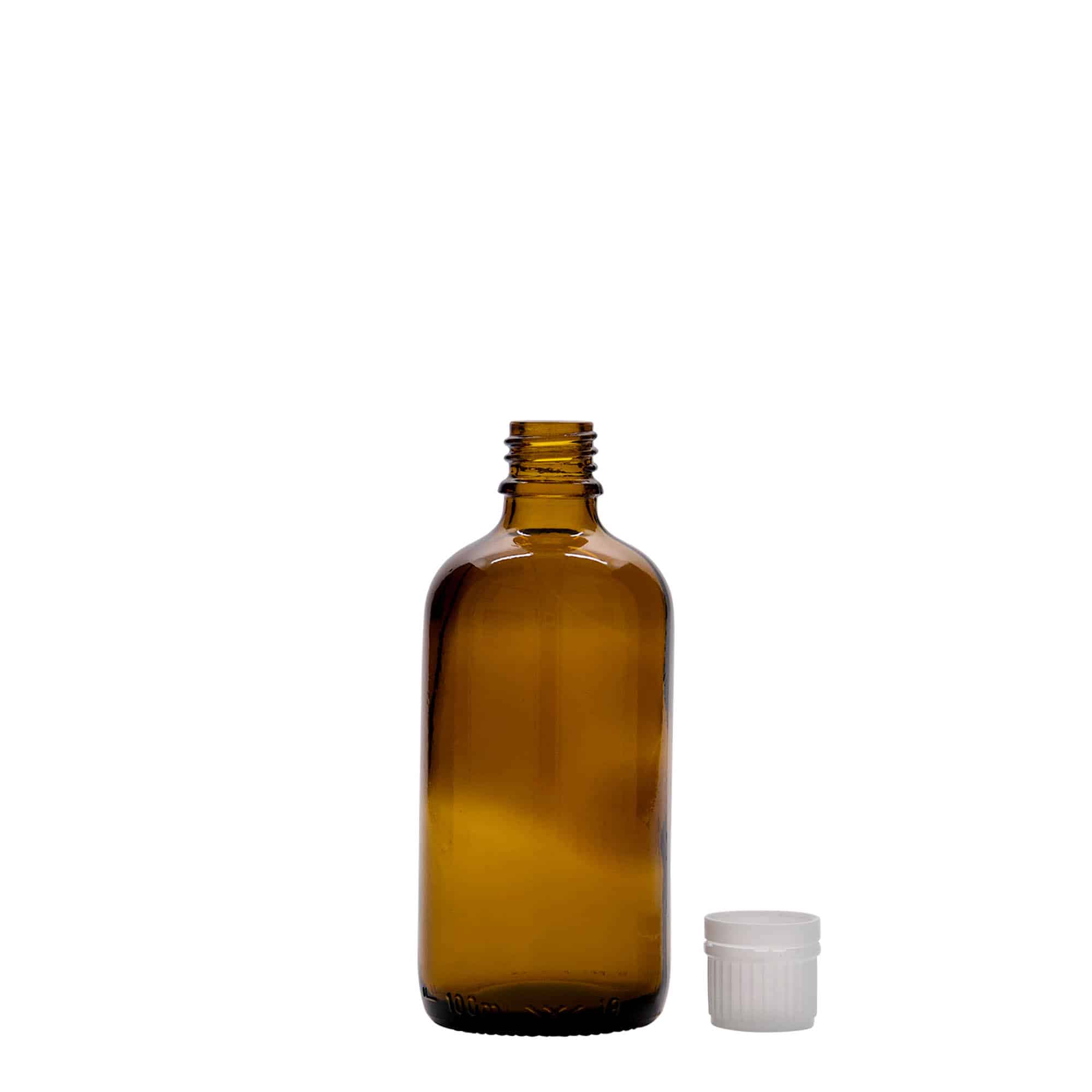 100 ml ιατρικό μπουκάλι, γυάλινο, καφέ, στόμιο: DIN 18