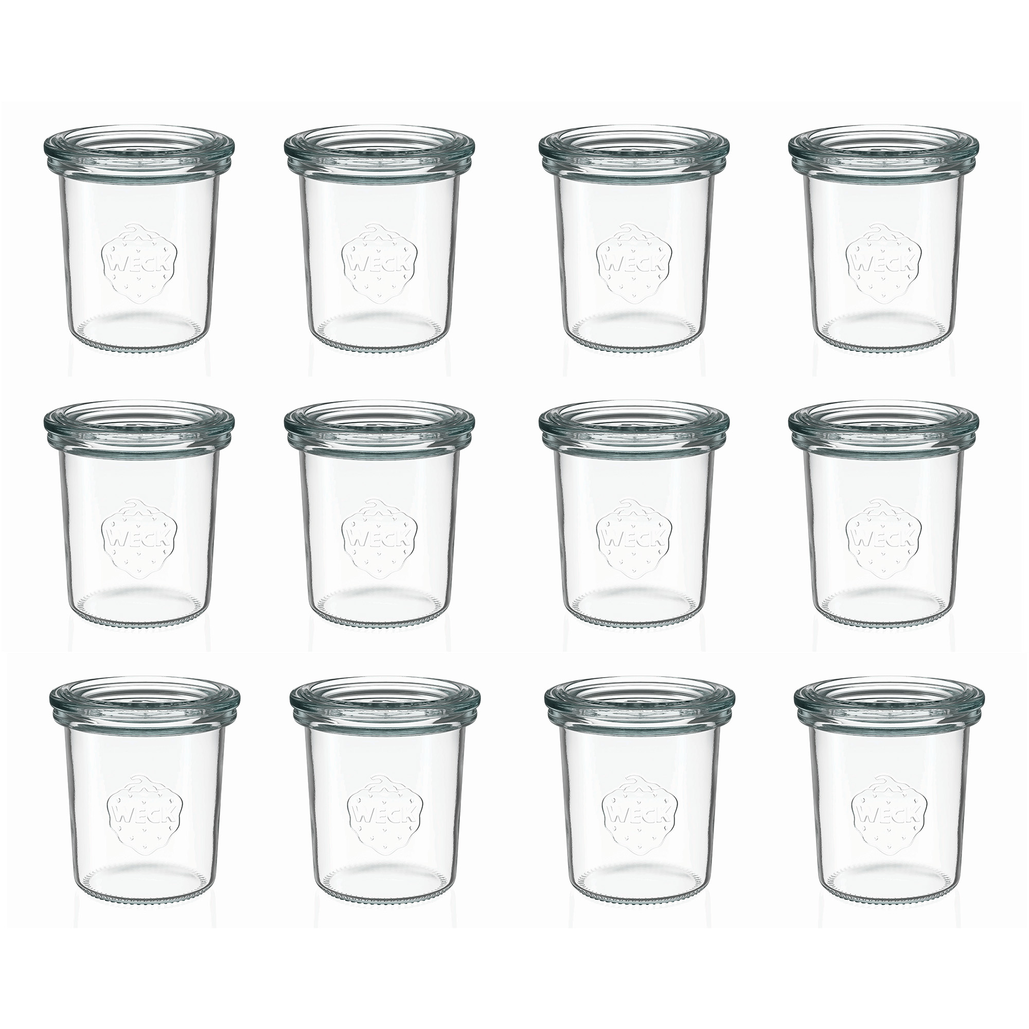 12x Κυλινδρικό βάζο WECK 160 ml με γυάλινο καπάκι RR 60