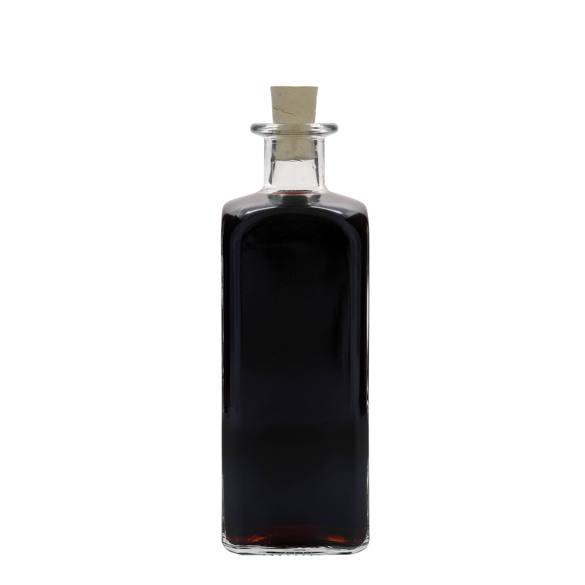 500 ml γυάλινο μπουκάλι Apotheker Carré, τετράγωνο, στόμιο: φελλός