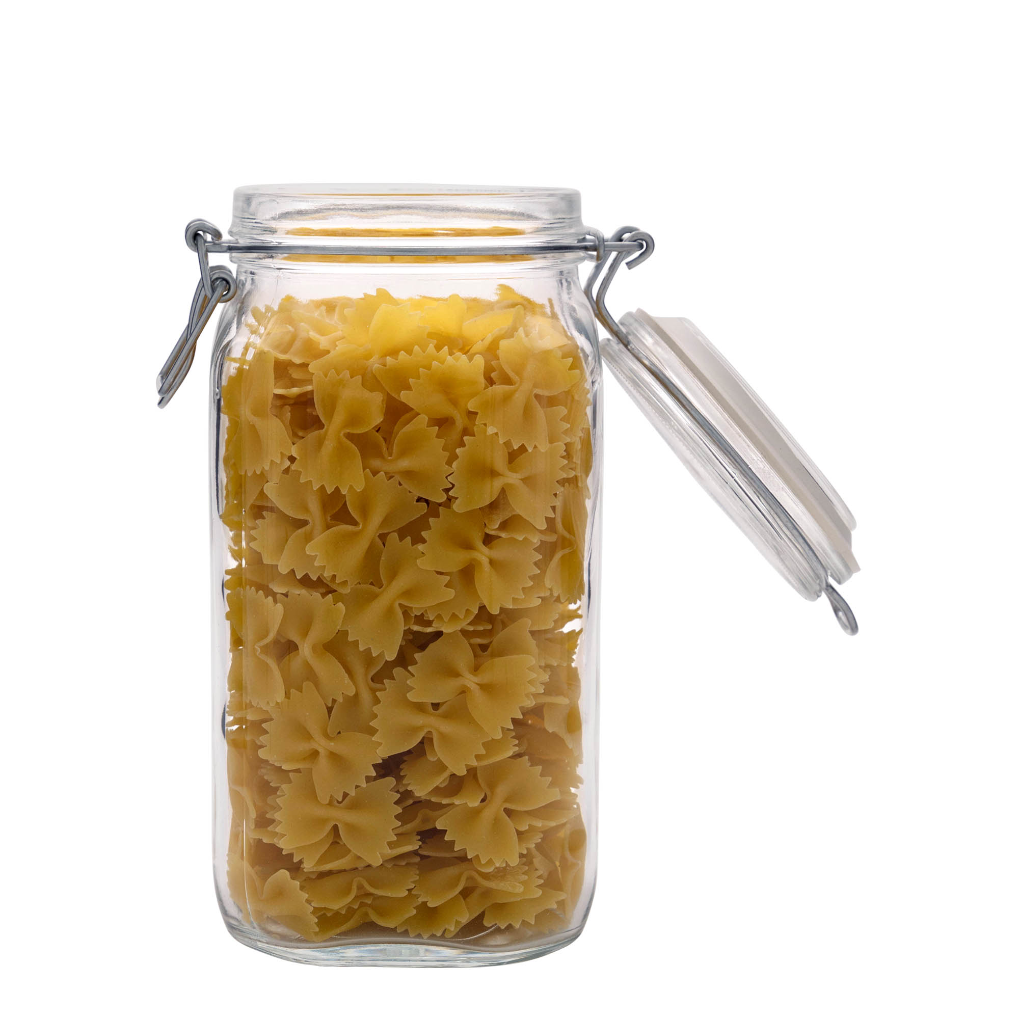 1.500 ml γυάλινο βάζο με σύρμα κλεισίματος 'Fido', τετράγωνο, στόμιο: κλείσιμο με σύρμα