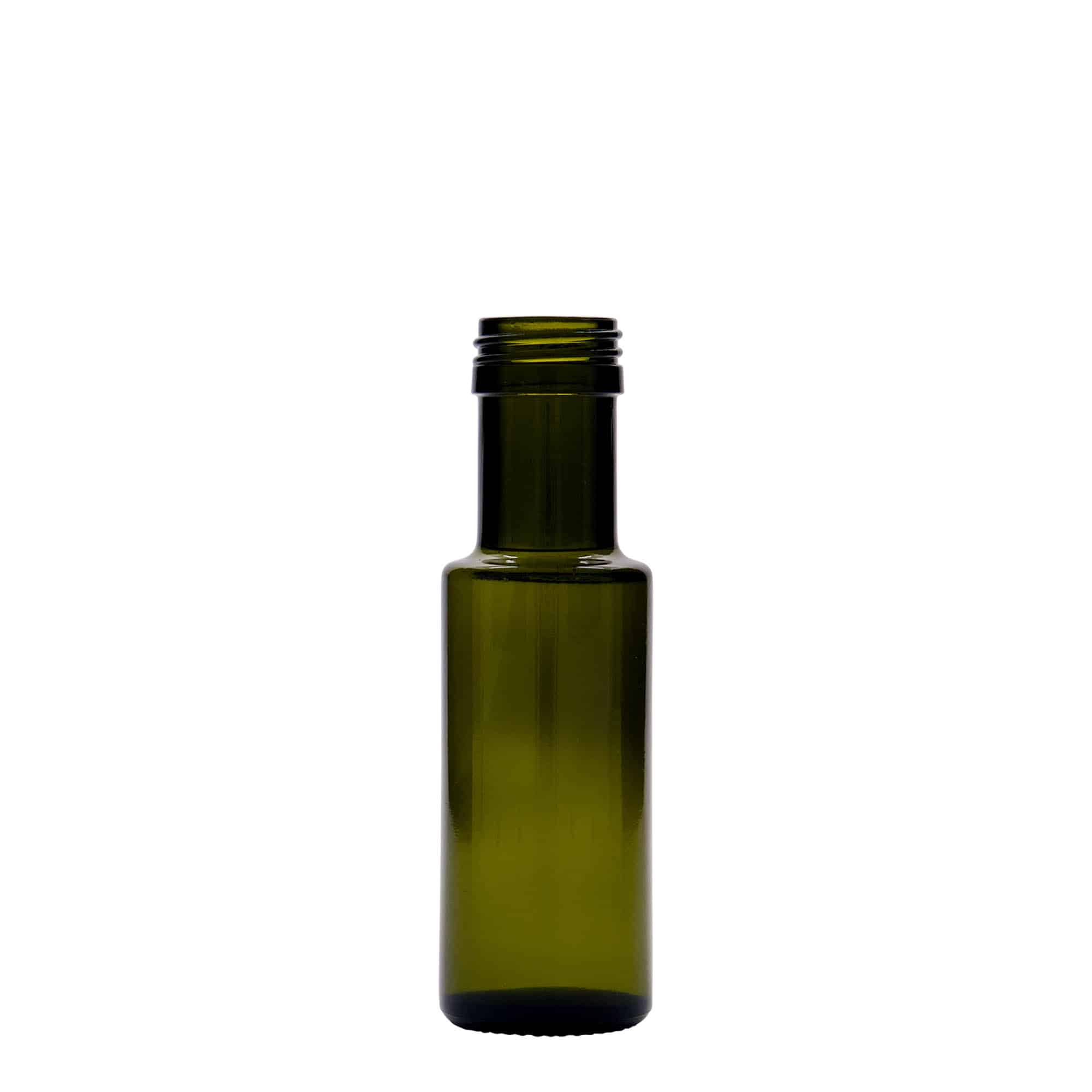 100 ml γυάλινο μπουκάλι 'Dorica', παλαιωμένο πράσινο, στόμιο: PP 31,5