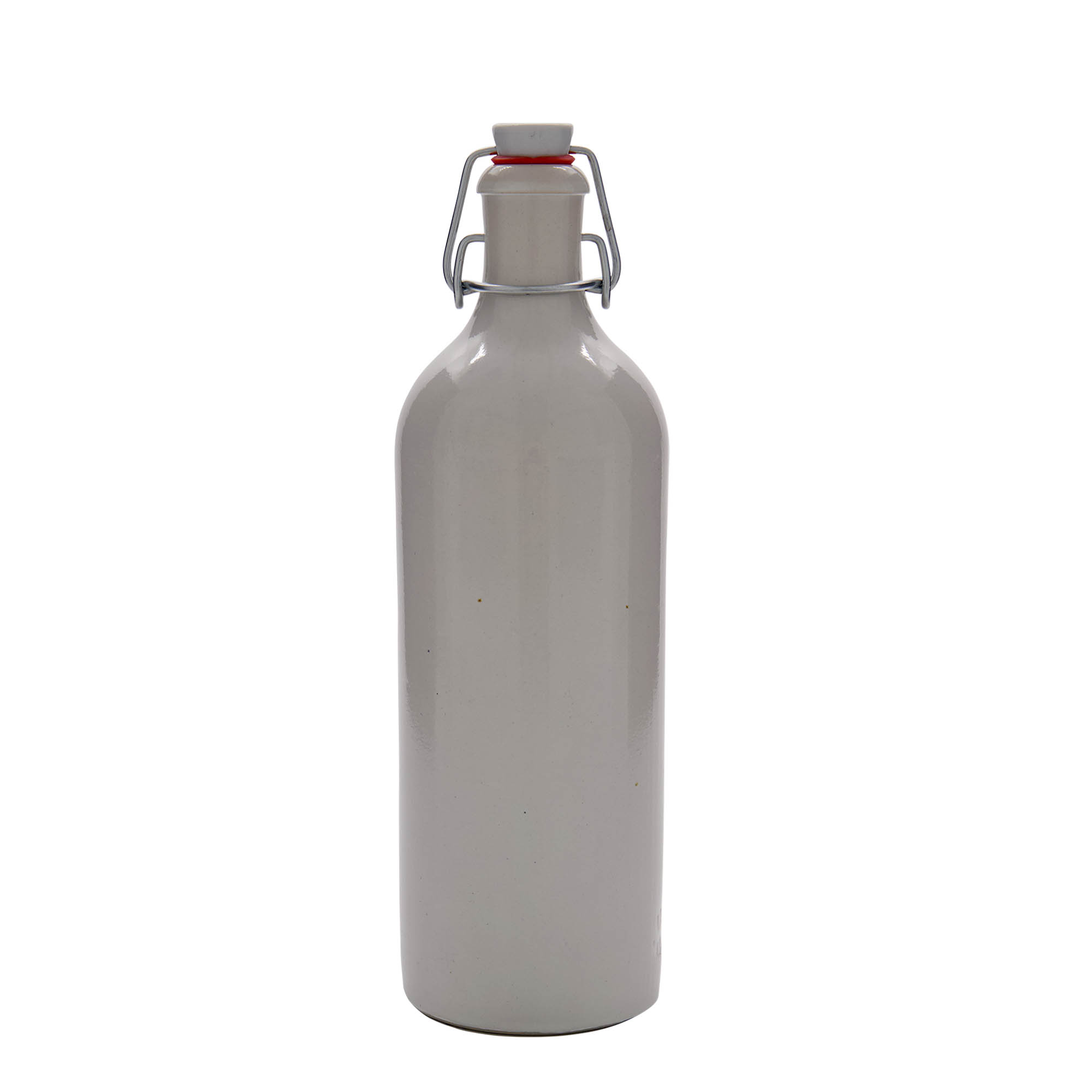 750 ml πιθάρι από πέτρινο σκεύος, λευκό, στόμιο: κλείσιμο με μεταλλικό κρίκο