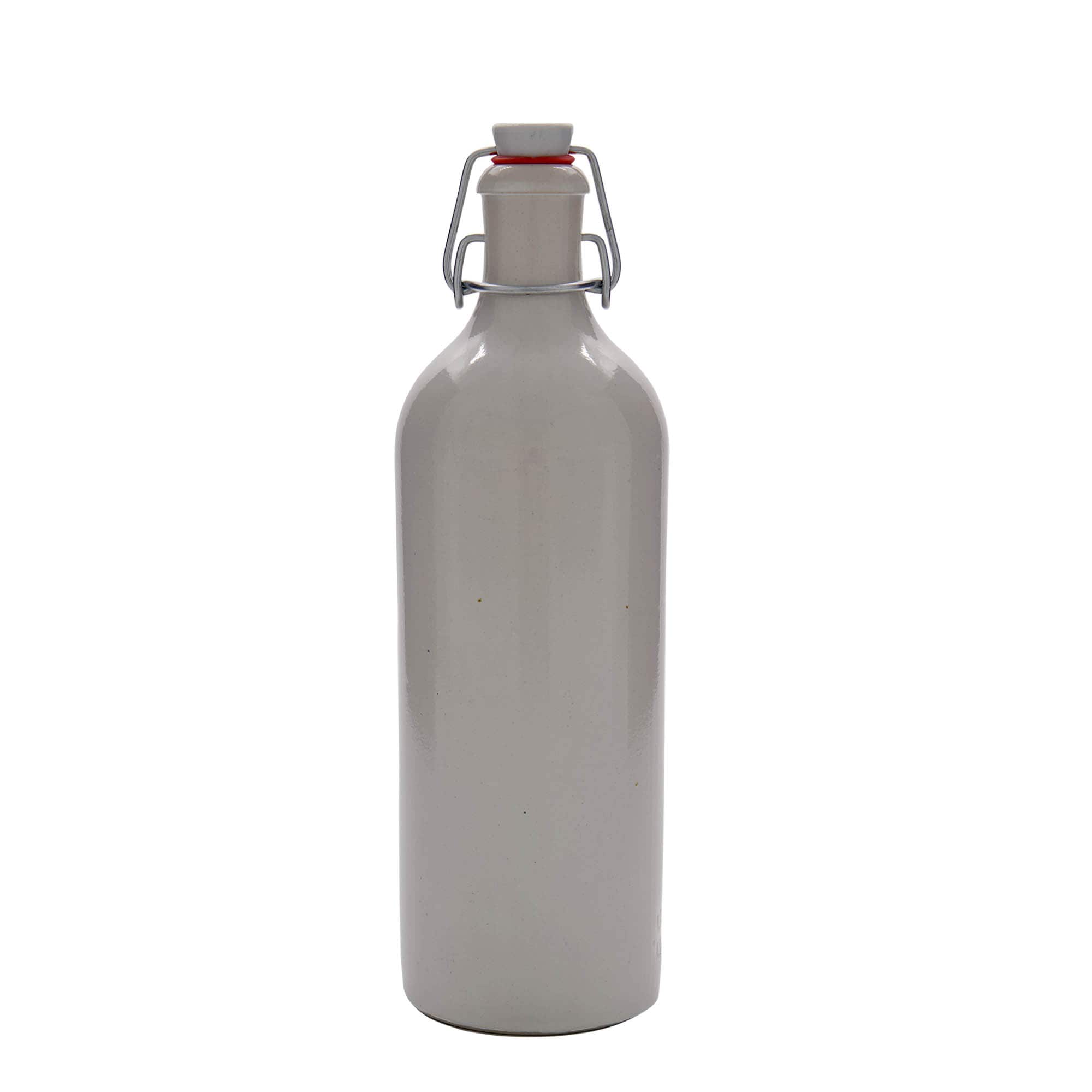 750 ml πιθάρι από πέτρινο σκεύος, λευκό, στόμιο: κλείσιμο με μεταλλικό κρίκο
