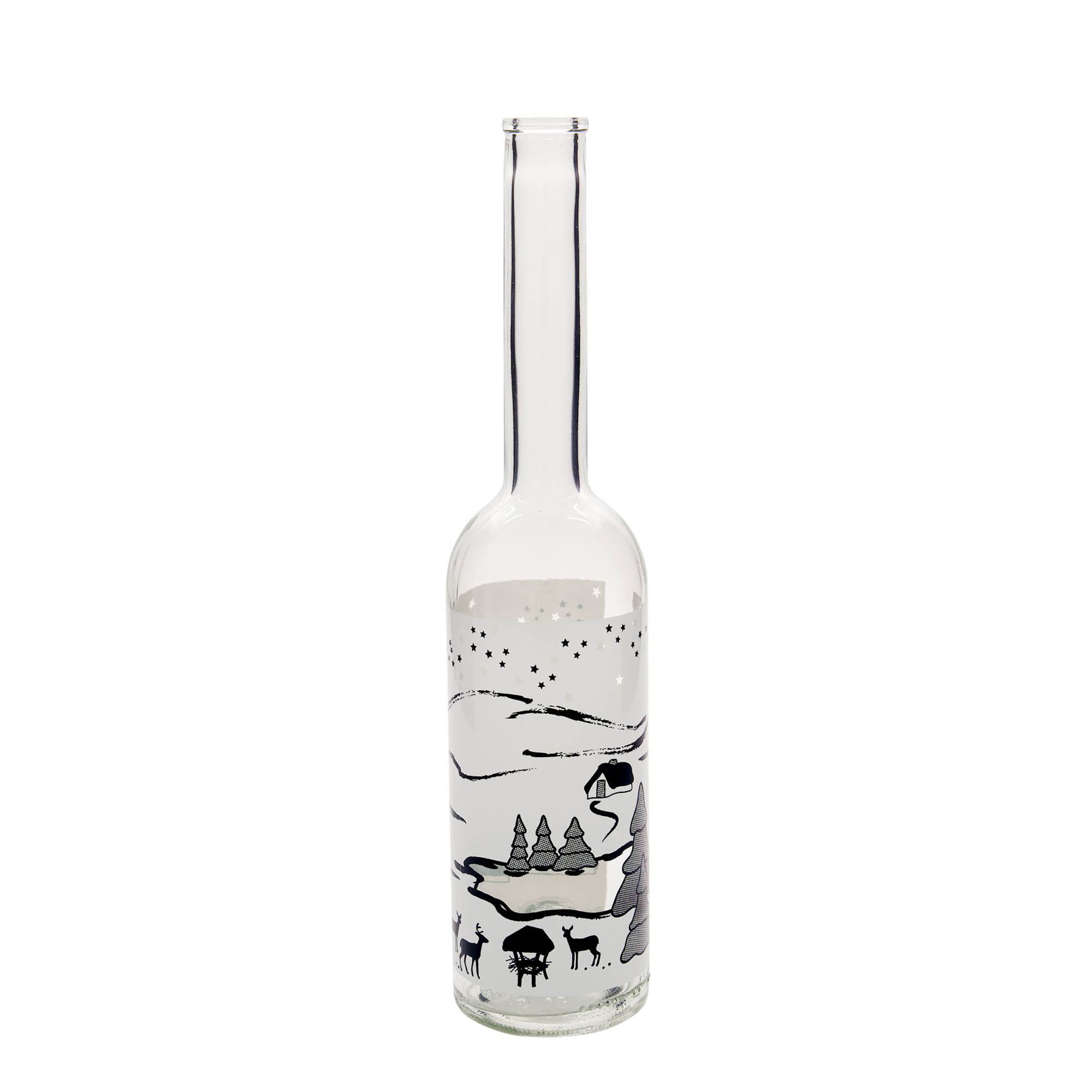 500 ml γυάλινο μπουκάλι 'Opera', σχέδιο: Wintertraum-Bianco, στόμιο: φελλός